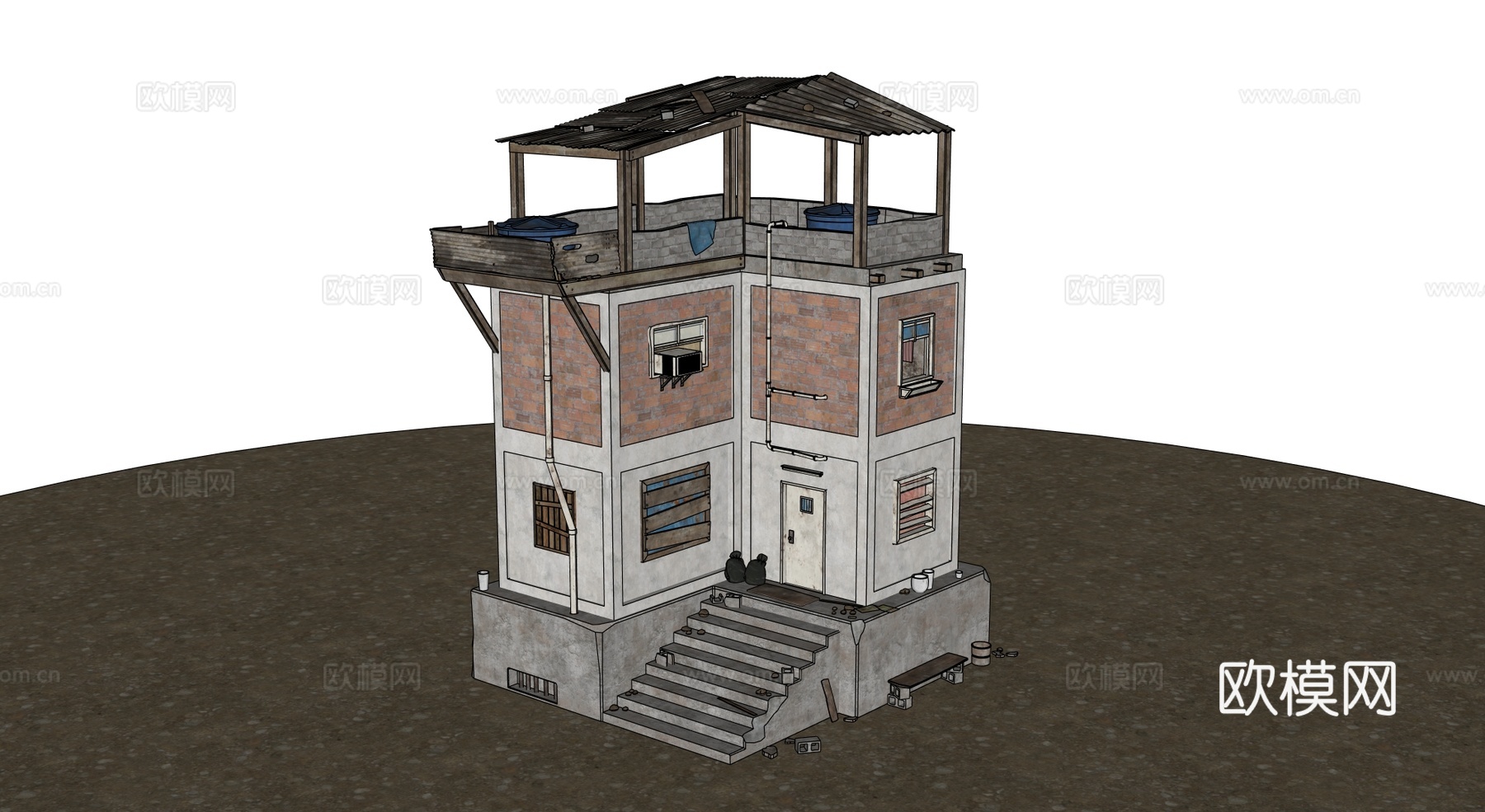 贫民窟建筑 老旧建筑 破损建筑 棚户区 城中村建筑su模型