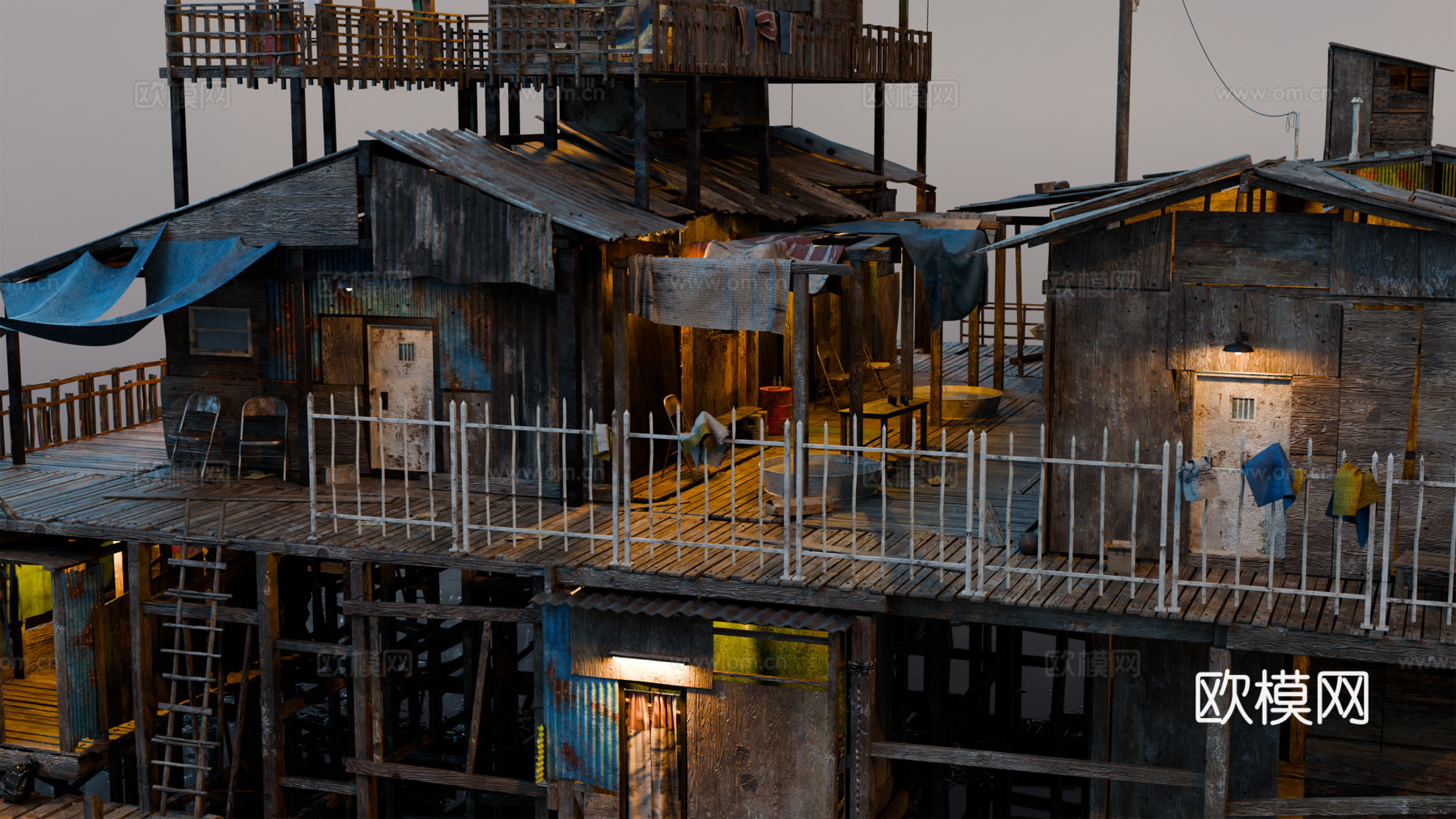 贫民窟建筑 老旧建筑 破损建筑 棚户区 城中村建筑su模型