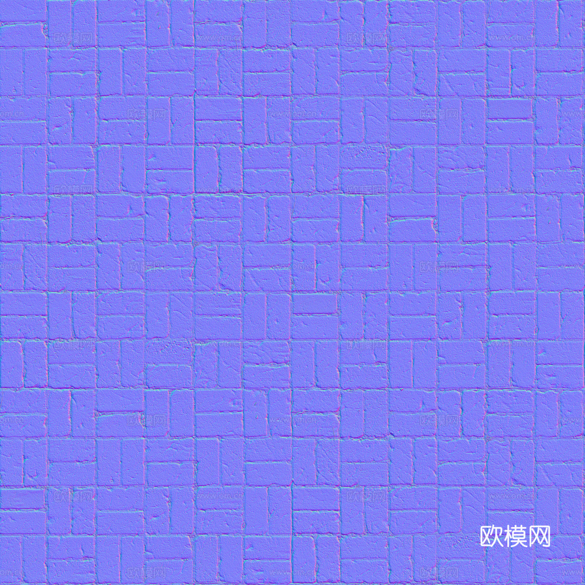 无缝水泥砖户外砖铺路石铺路砖 PBR材质贴图 2k
