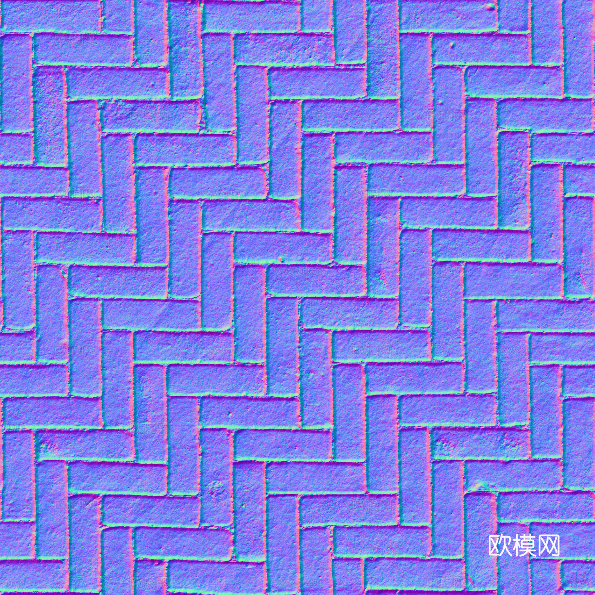 无缝老旧青砖地砖户外砖铺路砖 PBR材质贴图 2k