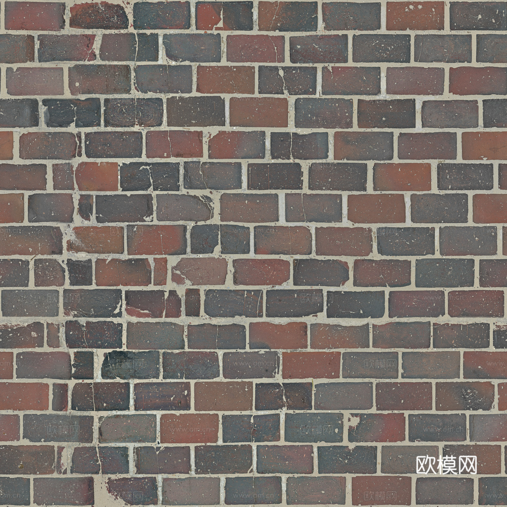 无缝破旧红砖青砖砖墙砖地 PBR材质贴图 1k