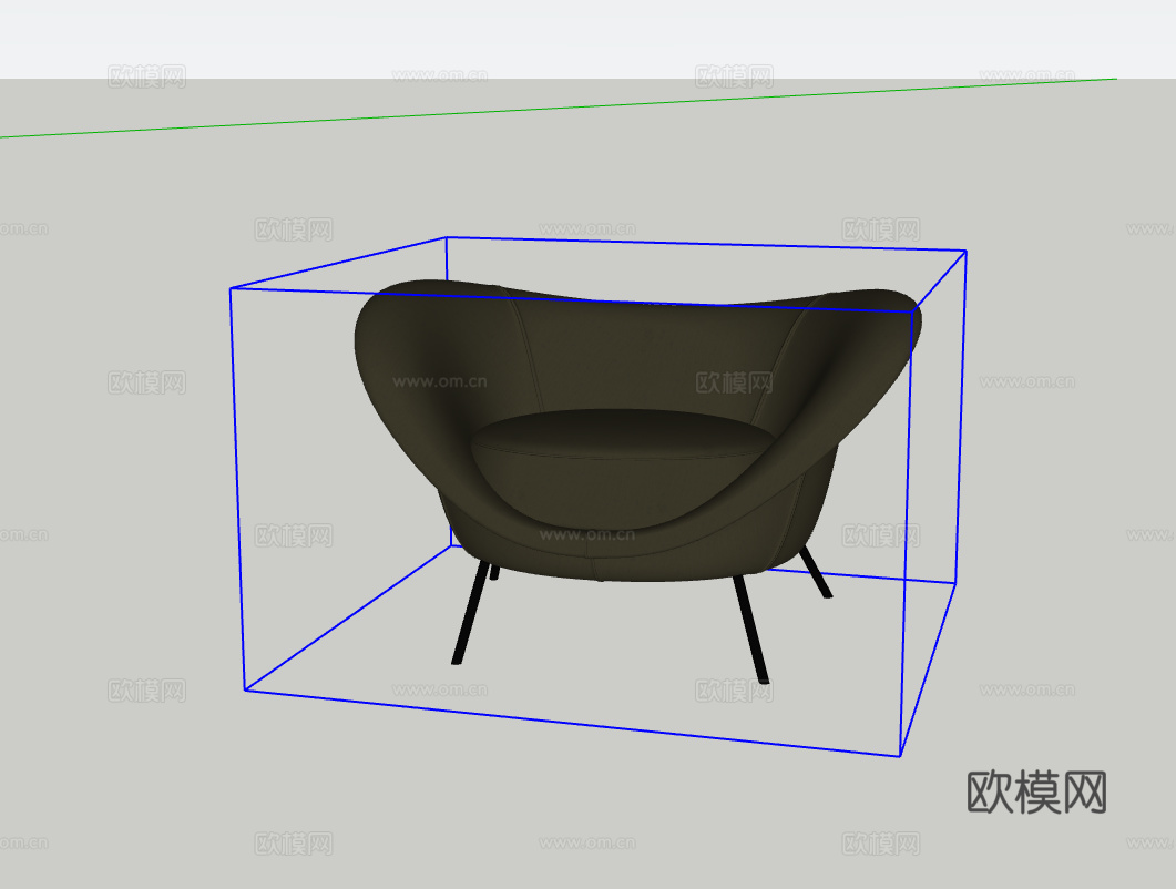 单人沙发su模型下载（渲染图2）