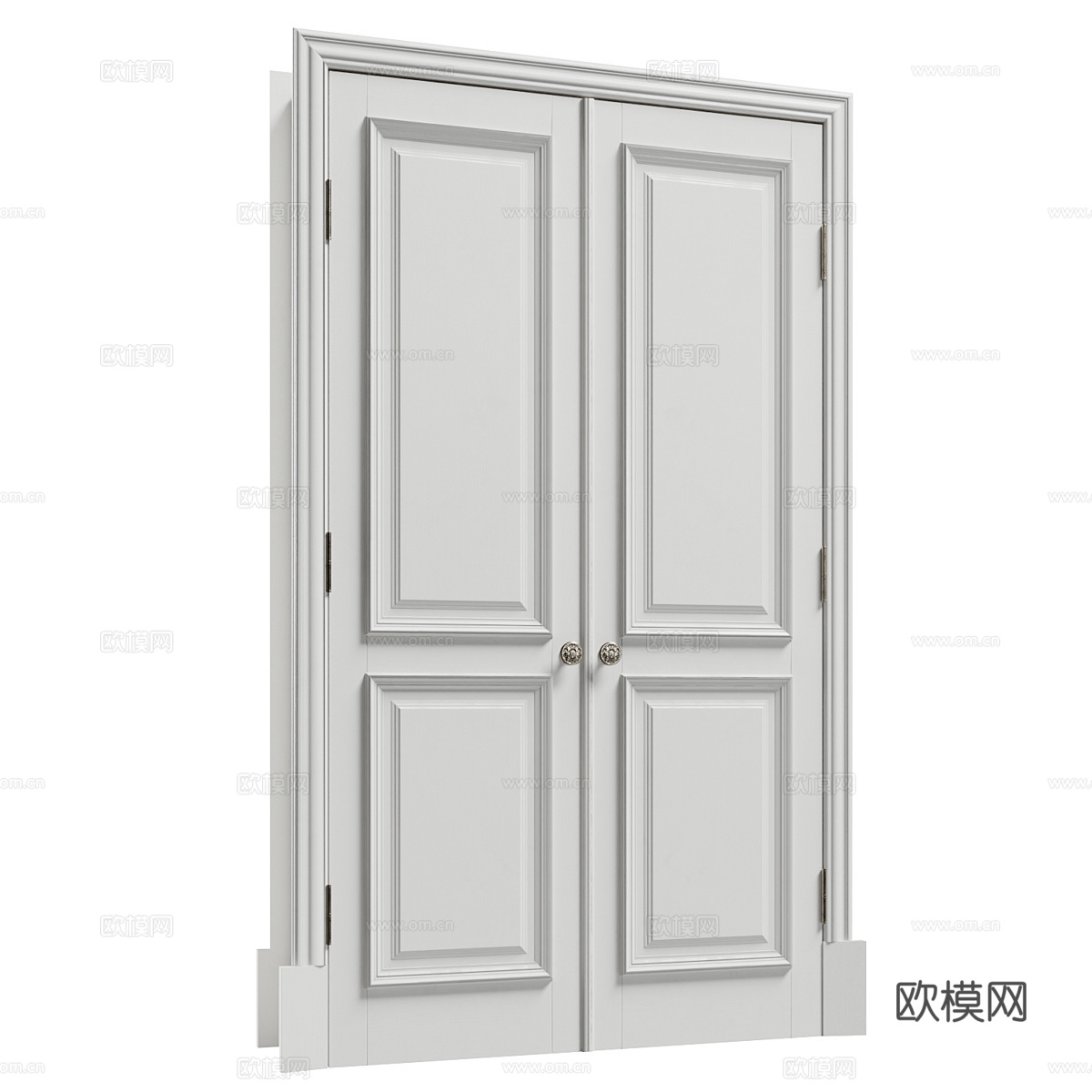 美式简约对开门 双开门 室内门3d模型下载（渲染图1）