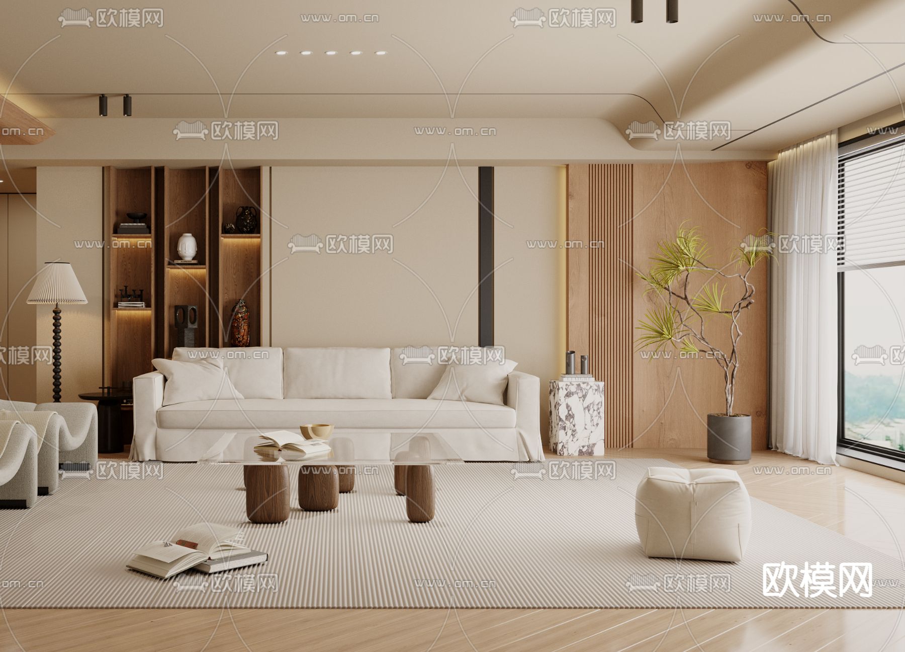 侘寂风客厅su模型