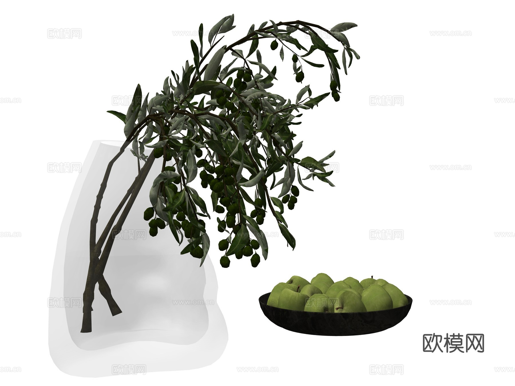 现代花瓶花艺植物装饰摆件su模型