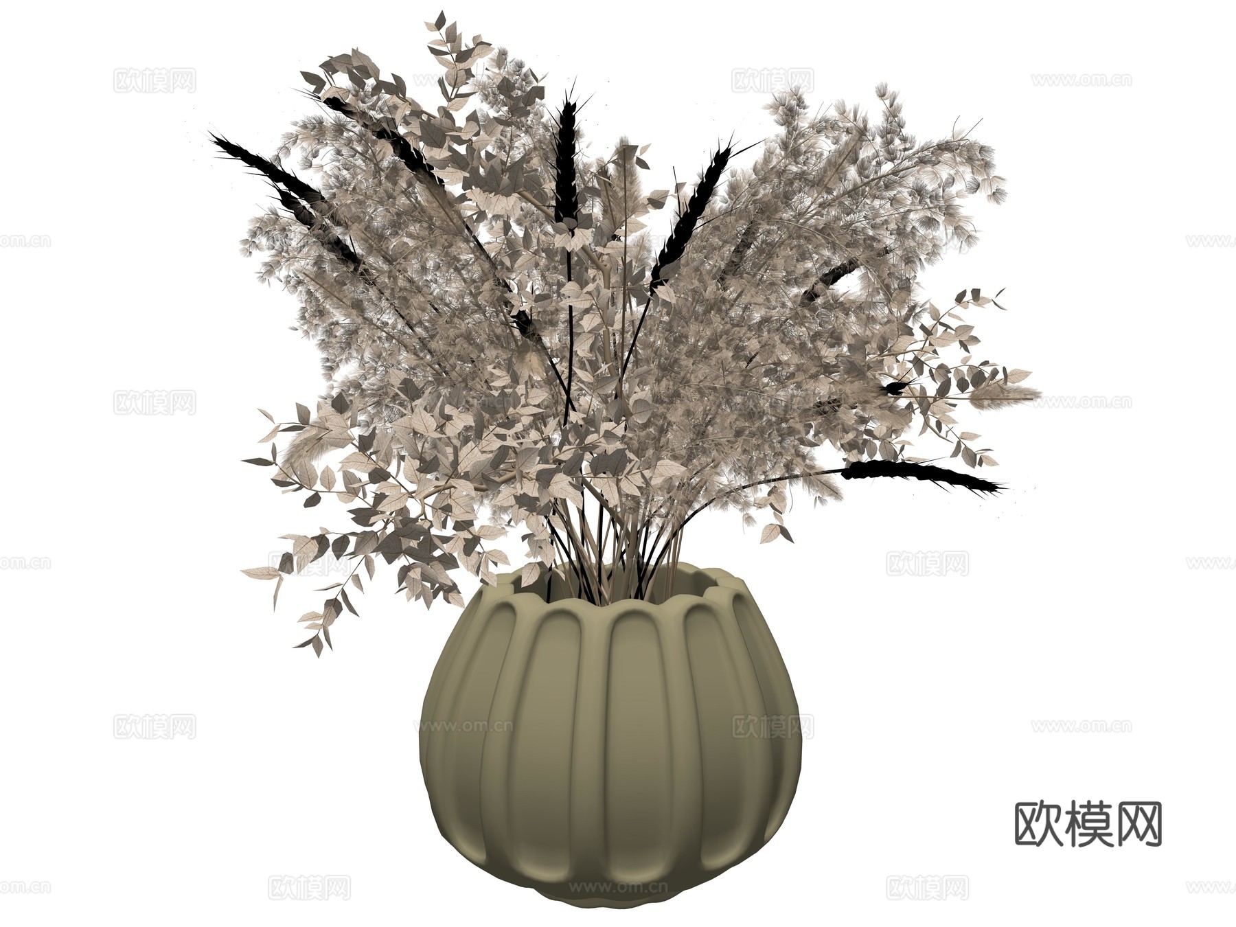 现代花瓶花艺植物装饰摆件su模型