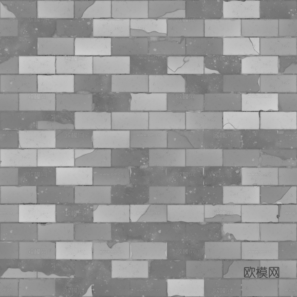 无缝破旧红砖户外砖铺路石铺路砖 PBR材质贴图 1k