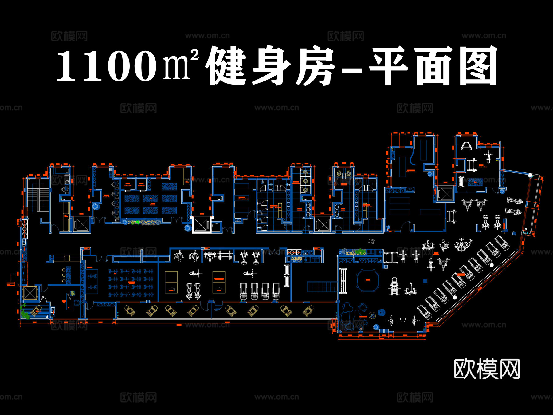 健身房平面图cad施工图