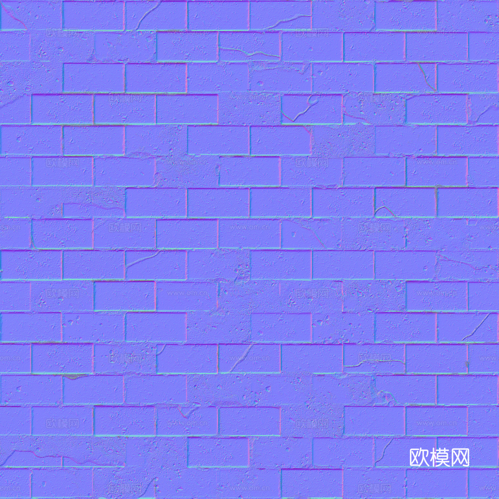 无缝破旧红砖户外砖铺路石铺路砖 PBR材质贴图 2k