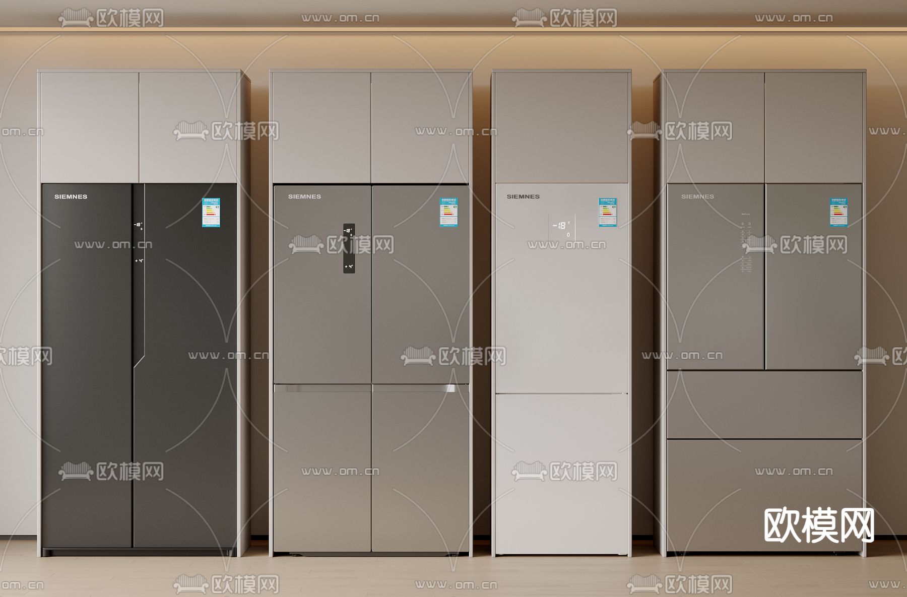对开门冰箱 智能冰箱su模型