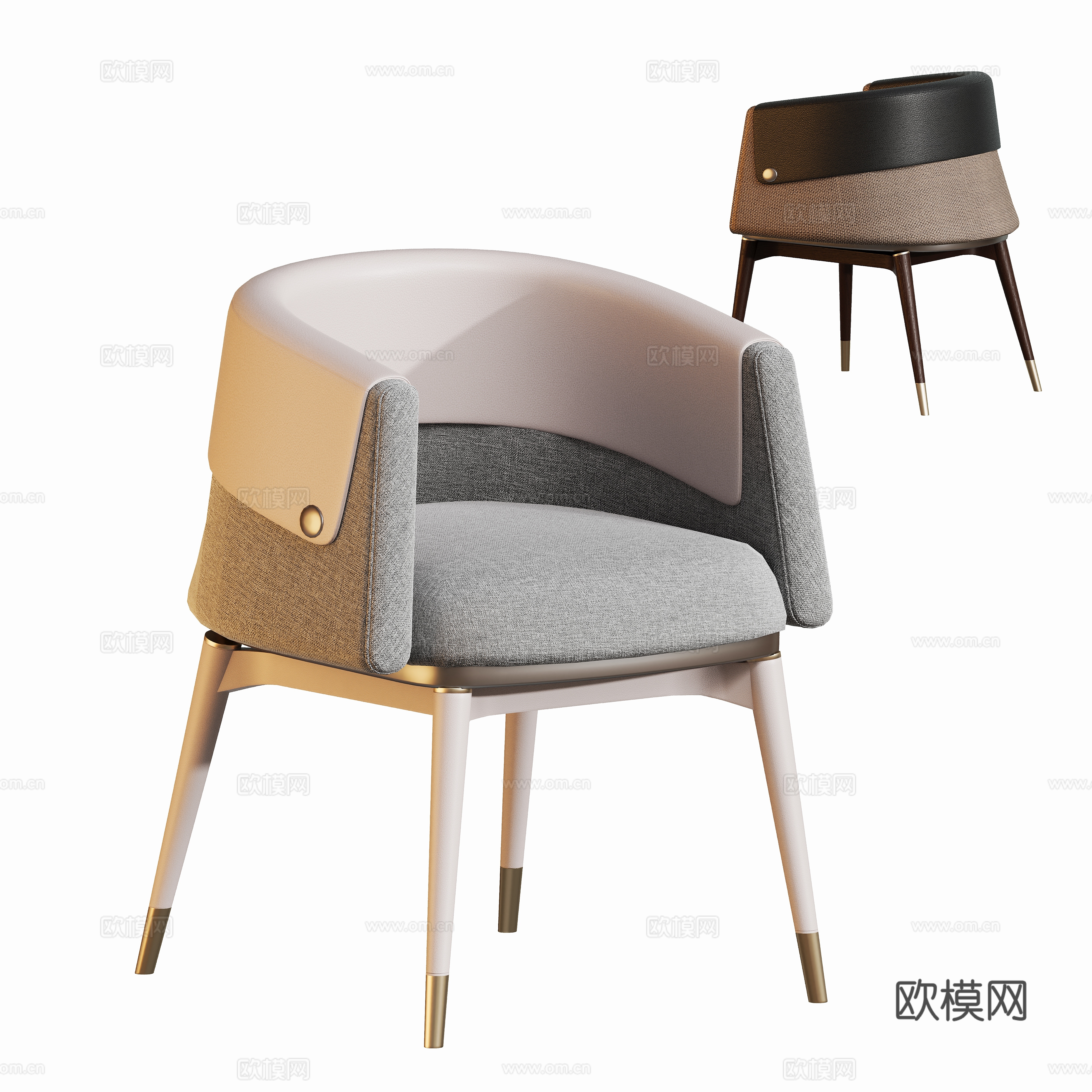 现代轻奢意式餐椅su模型