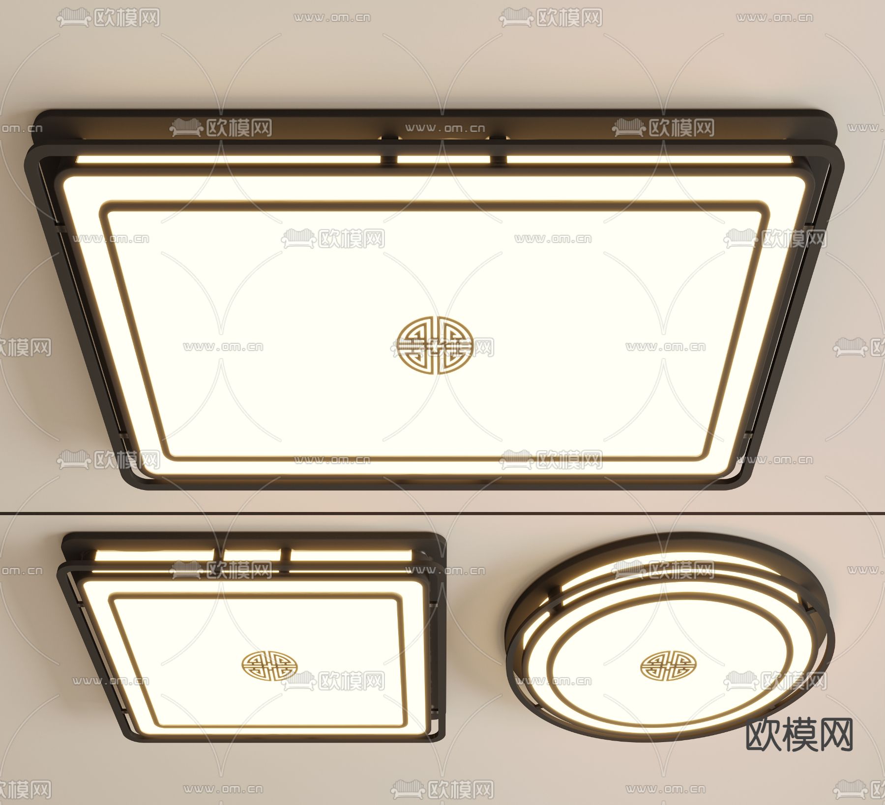 新中式吸顶灯 卧室灯3d模型