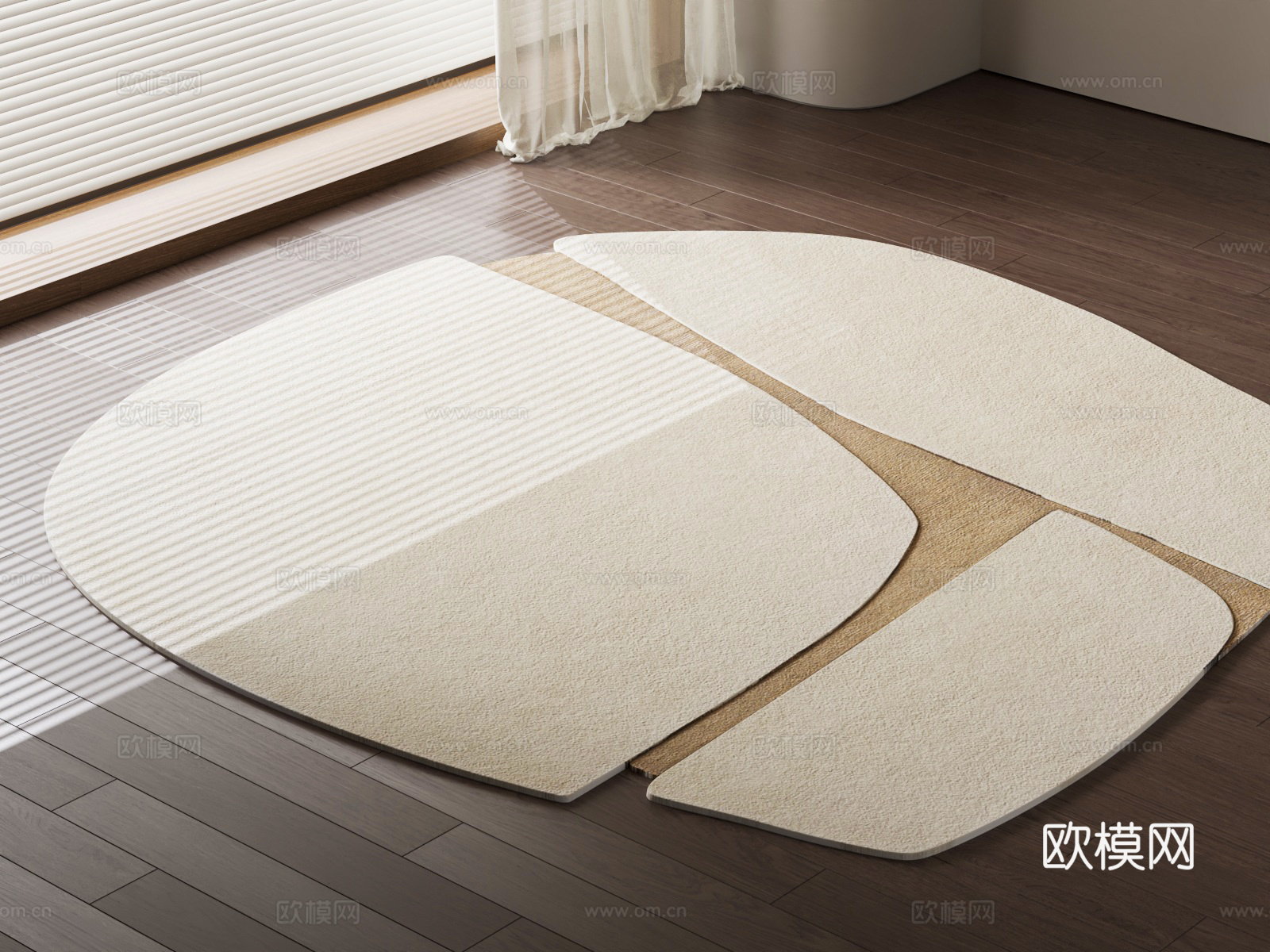 现代异形地毯 布艺地毯 客厅地毯3d模型下载