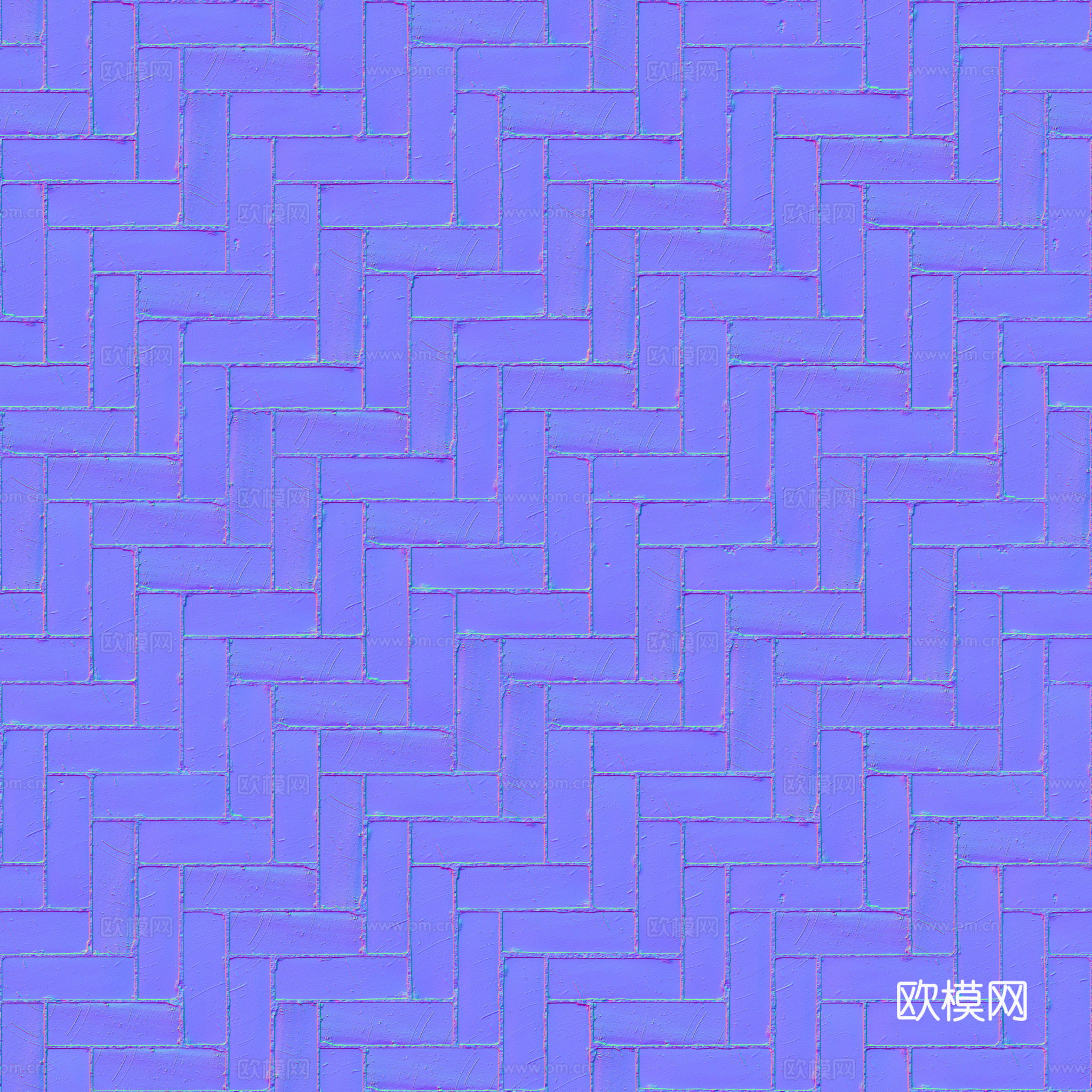 无缝青砖户外砖铺路石铺路砖 PBR材质贴图 2k