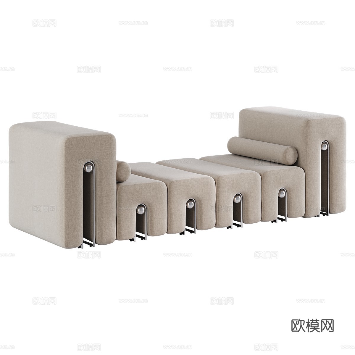 新古典布艺长凳 沙发凳 脚踏 床尾凳3d模型