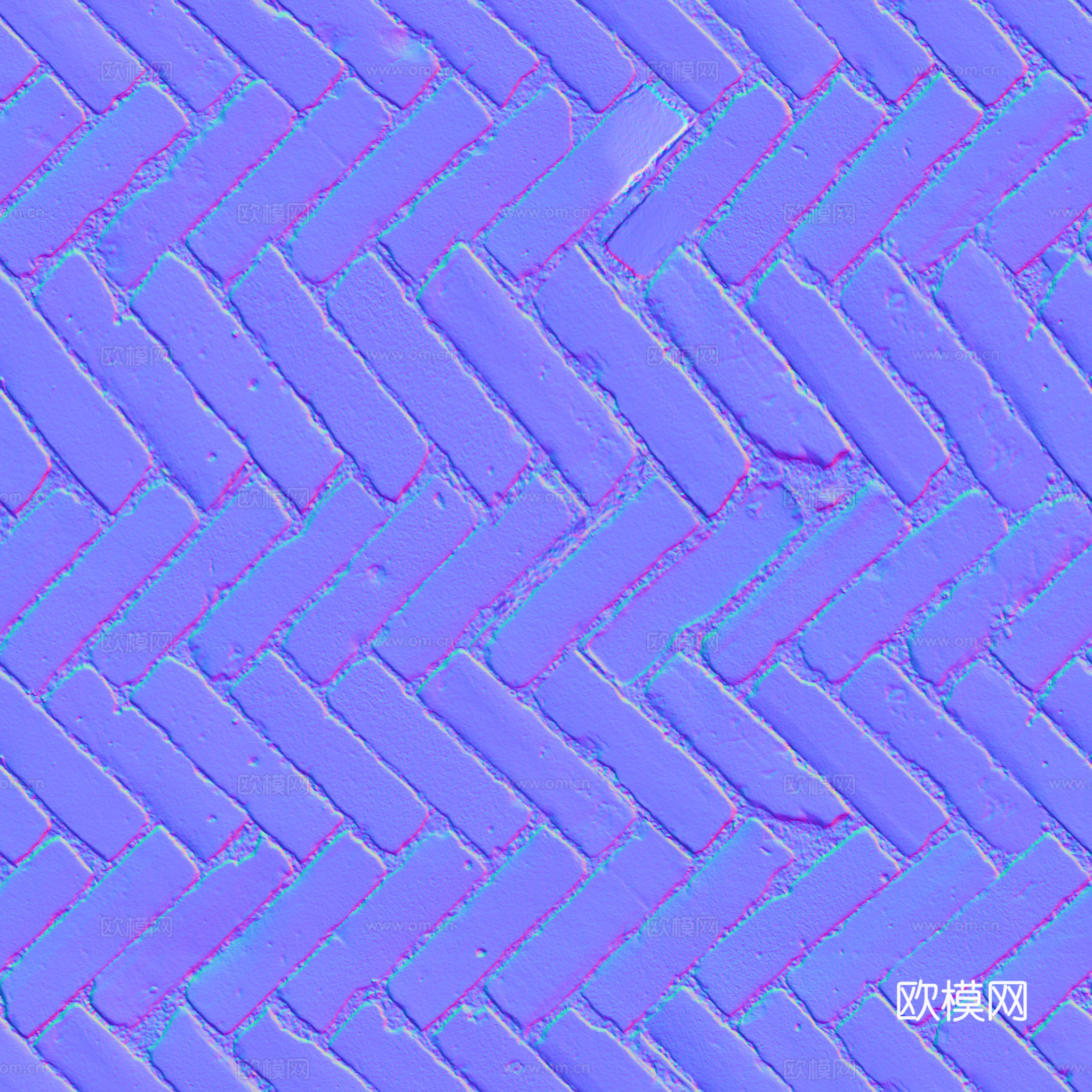 无缝老旧水泥砖地砖户外砖 PBR材质贴图 2k