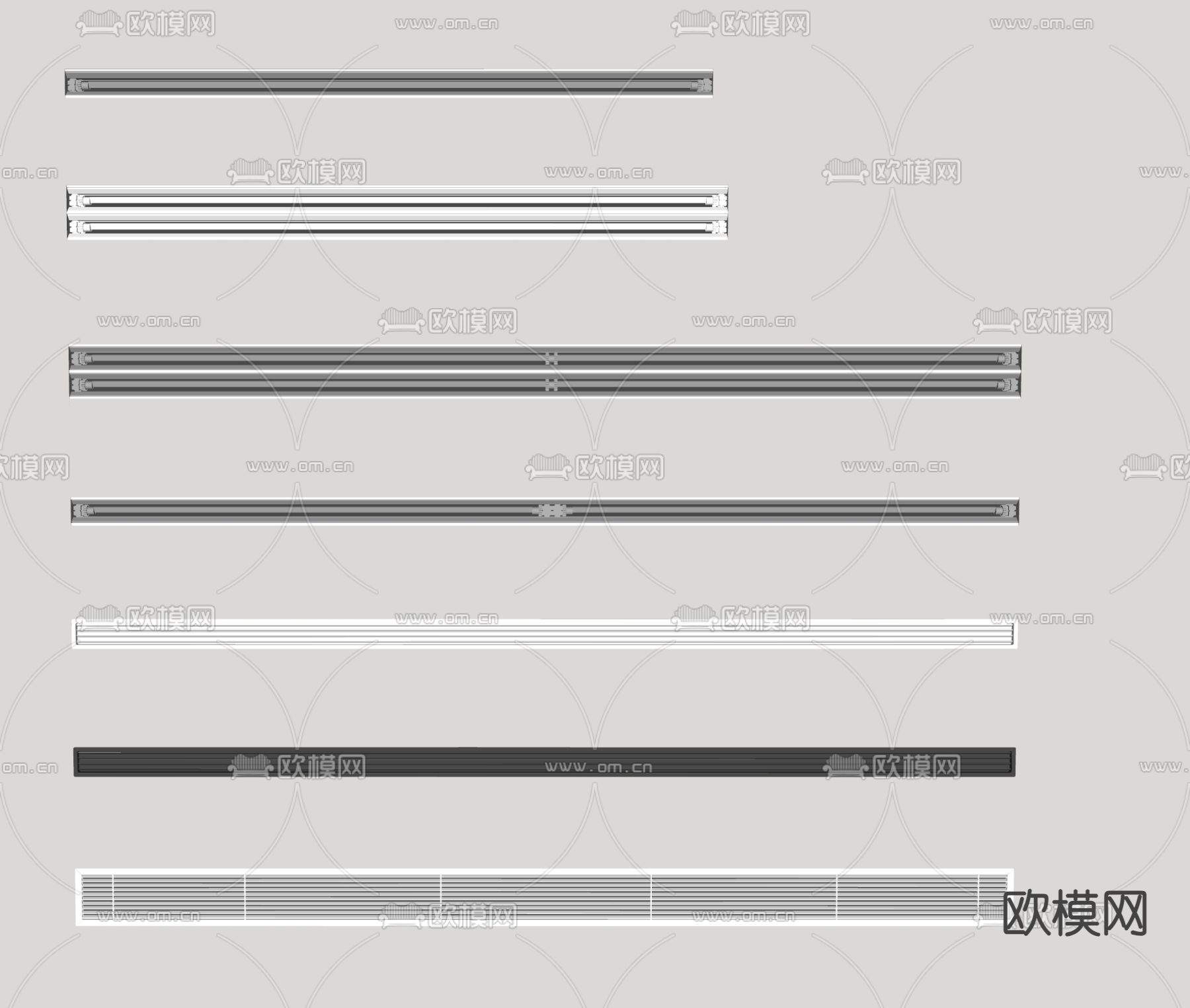 中央空调出风口 爪形风口 极窄风口su模型