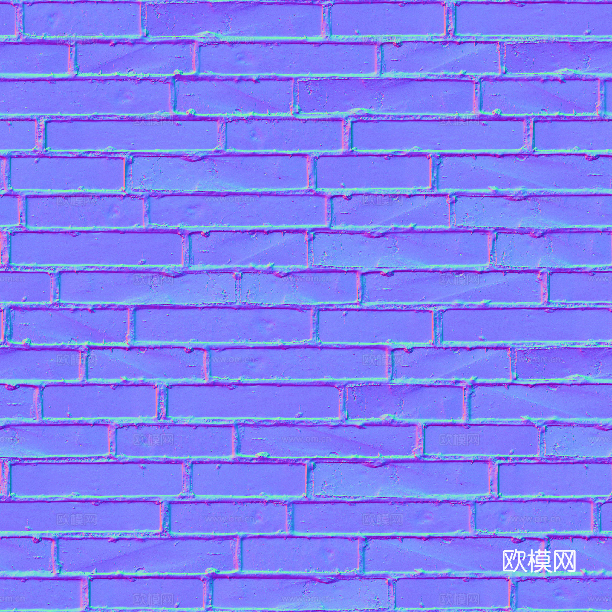 无缝灰色砖墙青砖 PBR材质贴图 2k