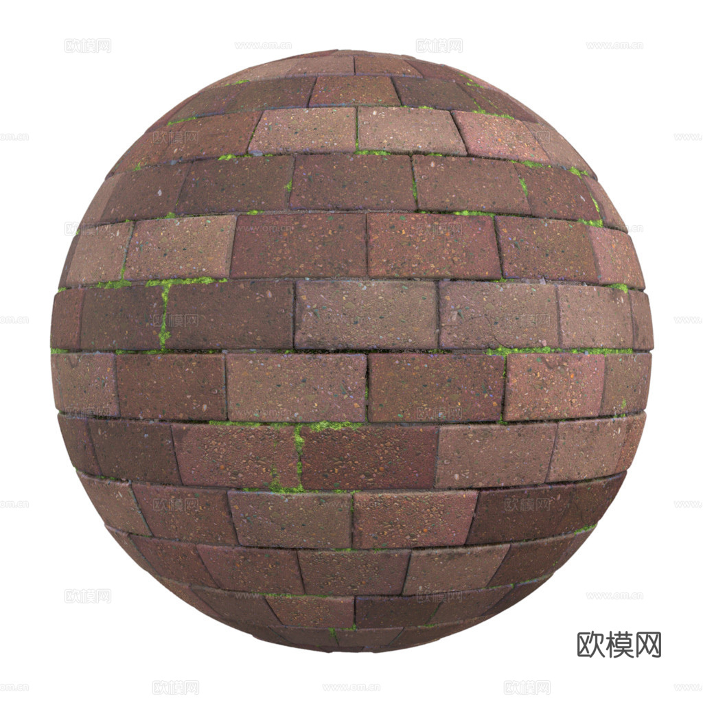 无缝红砖户外砖铺路石铺路砖 PBR材质贴图 1k