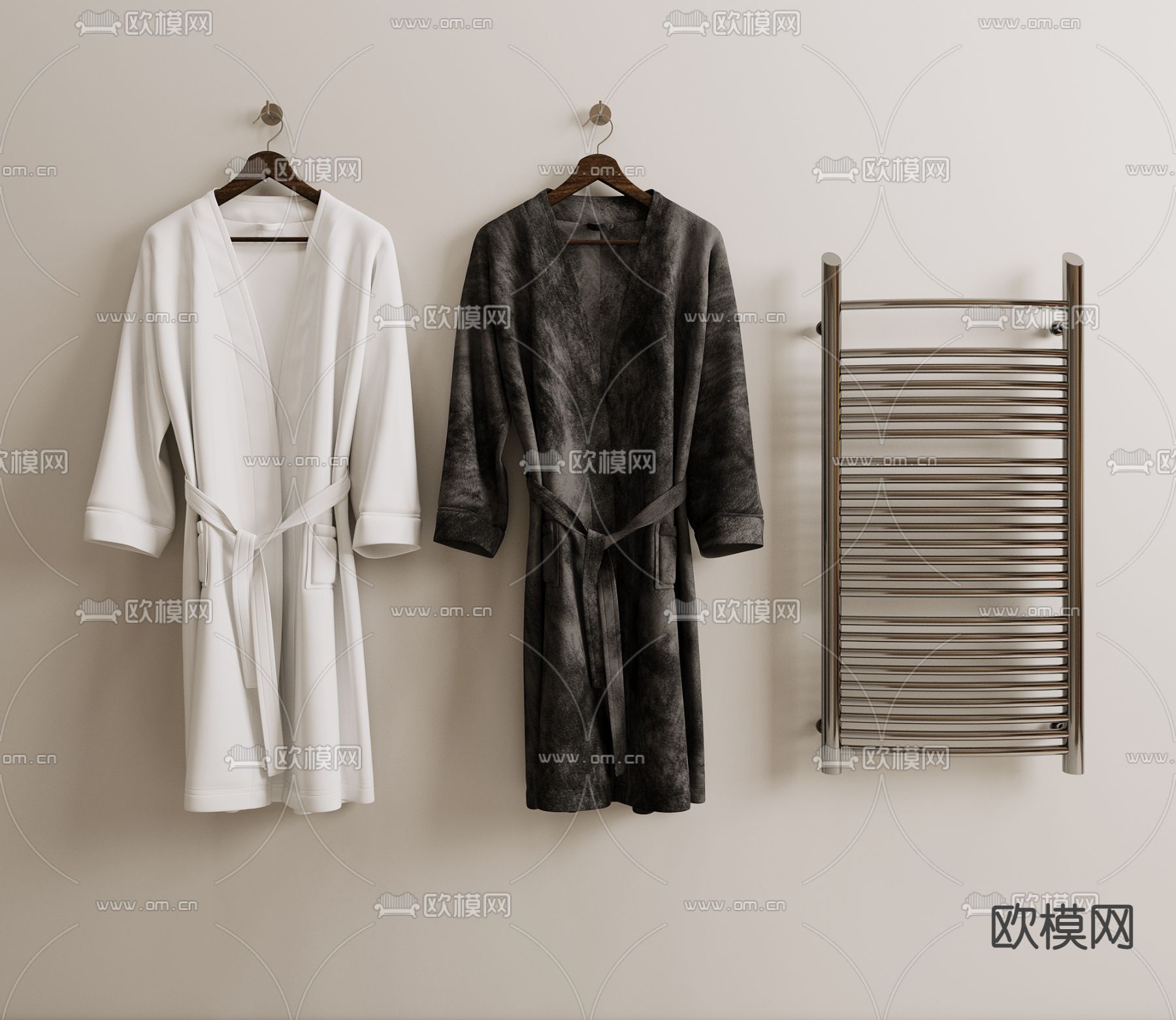 现代浴袍浴巾毛巾架3d模型下载