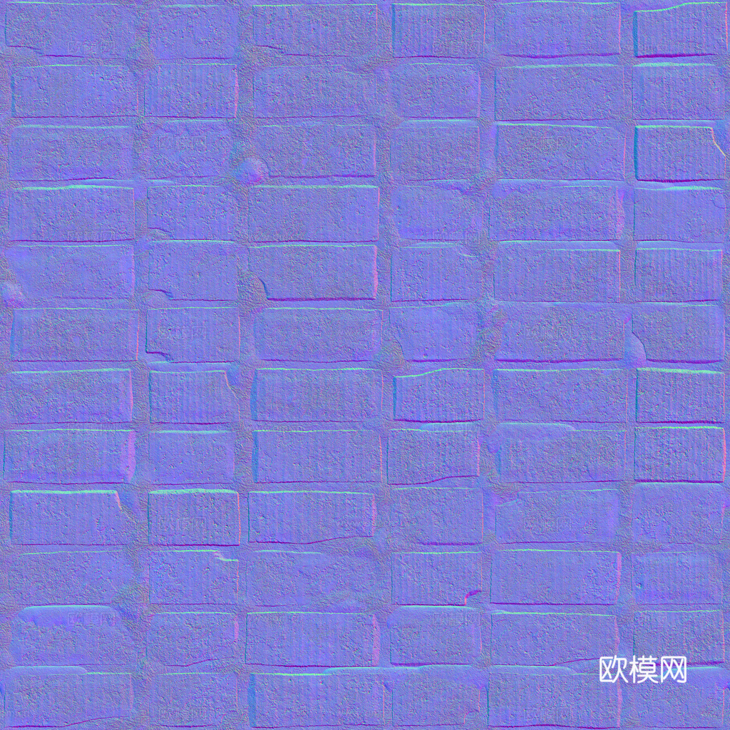 无缝破旧红砖砖墙 PBR材质贴图 1k