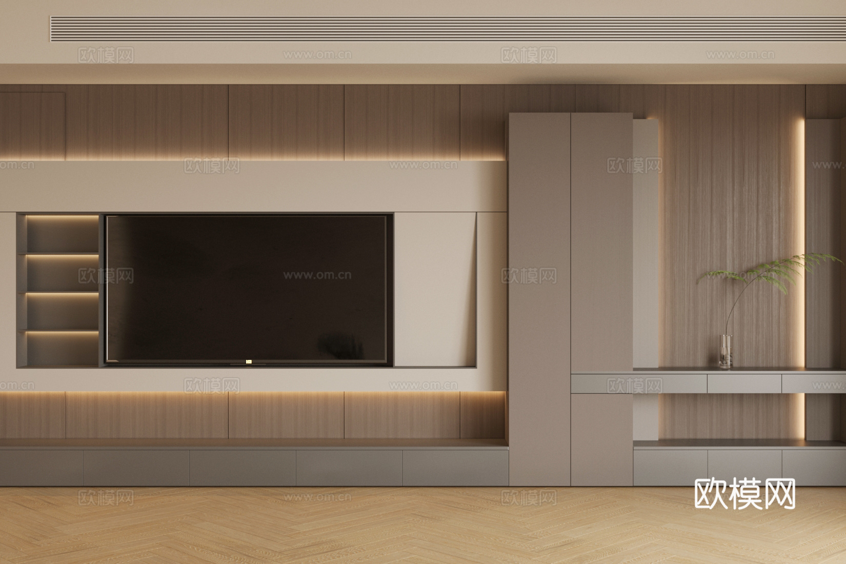 现代意式电视背景墙 轻奢意式客厅 客厅背景墙 大理石背景墙su模型