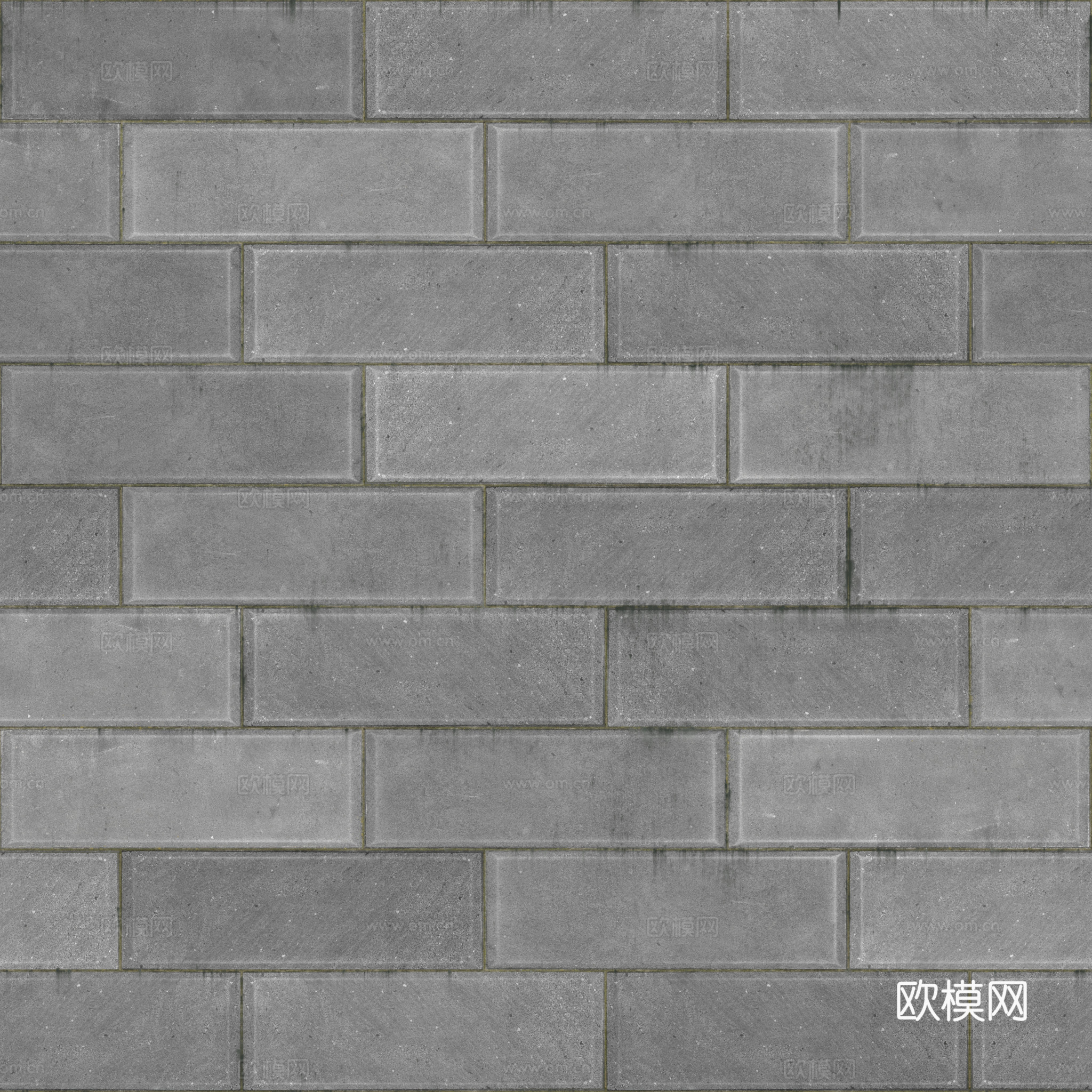 无缝灰色砖墙砖地 PBR材质贴图 2k