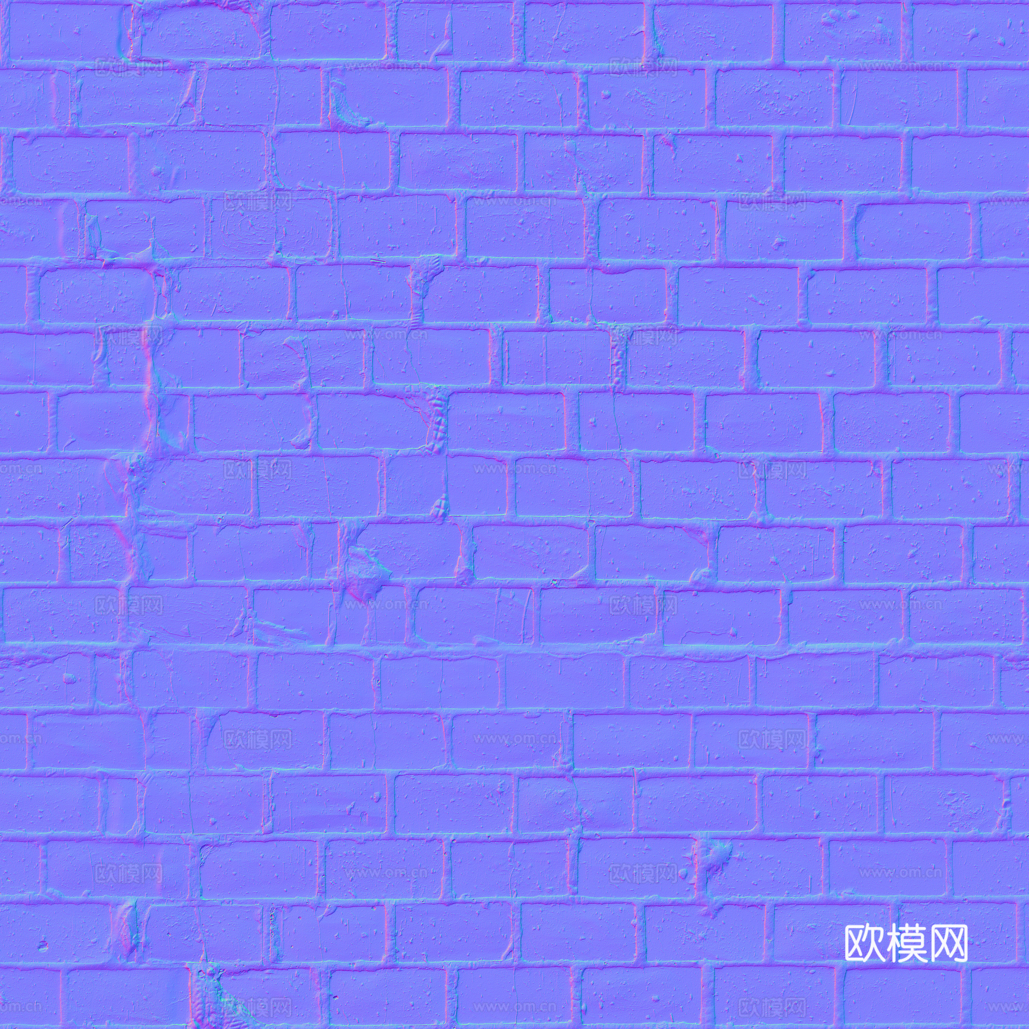 无缝破旧红砖青砖砖墙砖地 PBR材质贴图 2k