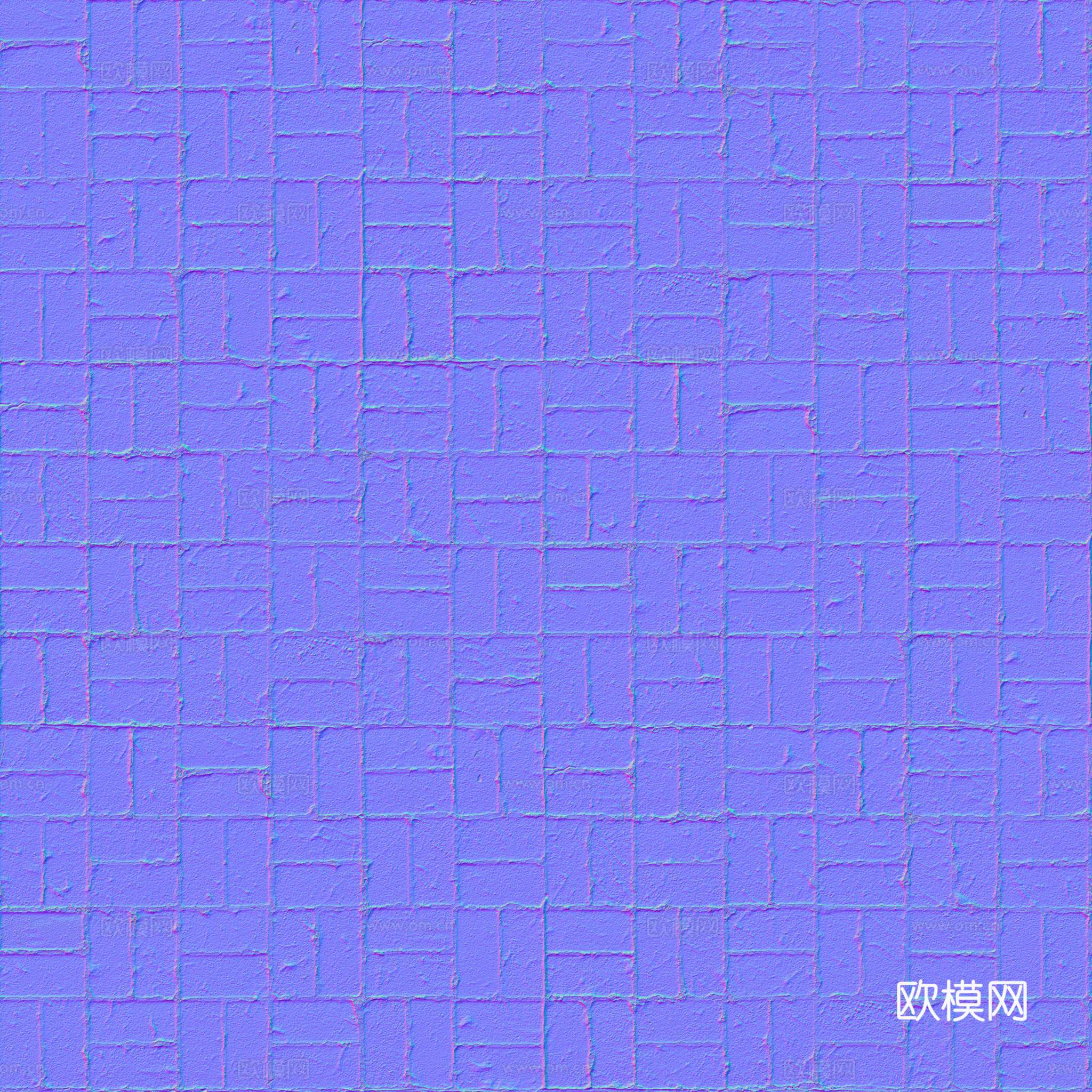 无缝水泥砖户外砖铺路石铺路砖 PBR材质贴图 2k