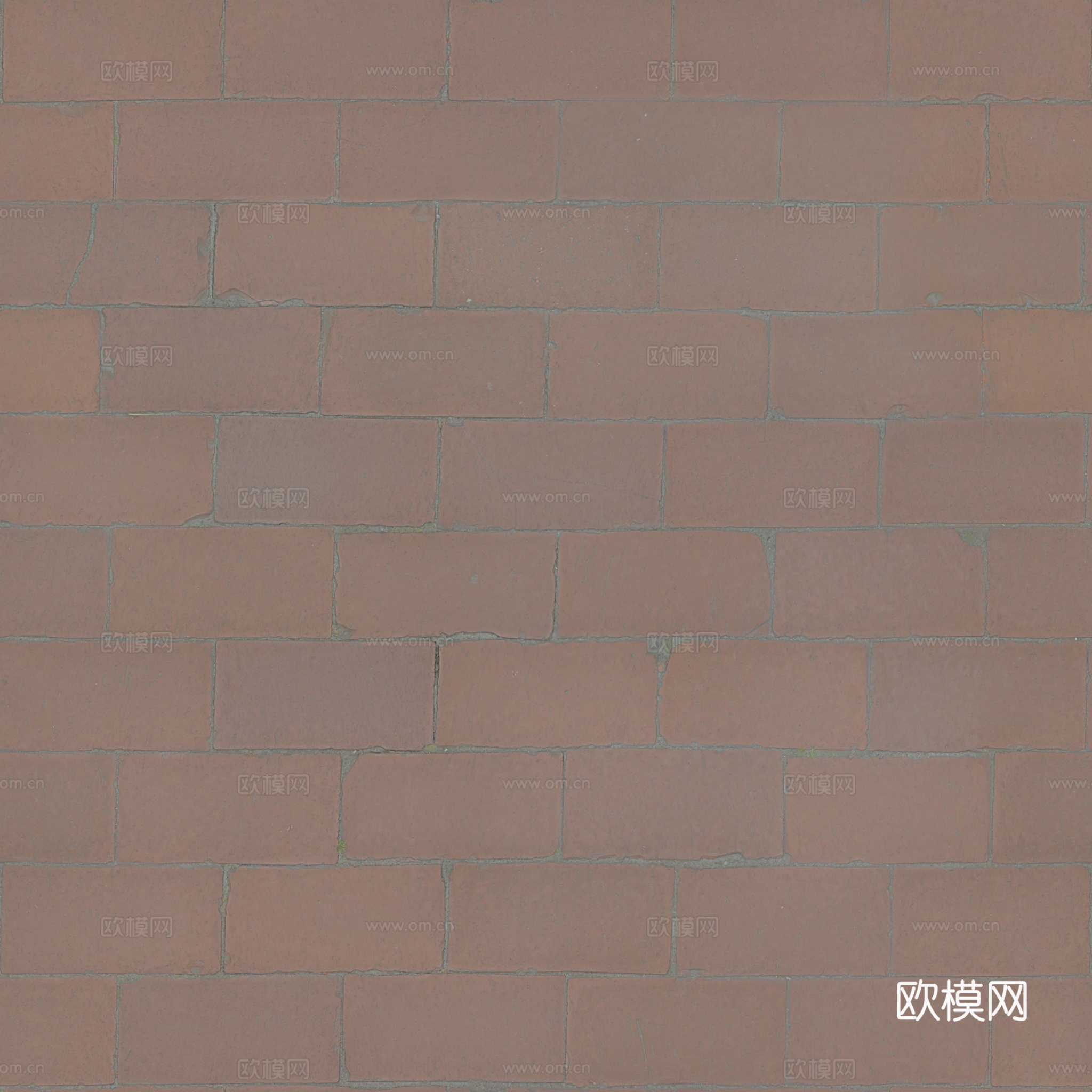 无缝老旧红砖墙砖地砖户外砖铺路砖 PBR材质贴图 2k