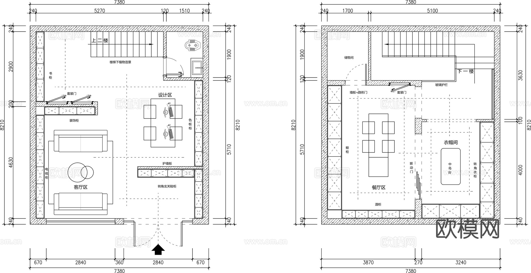 全屋定制展厅平面图 家具展厅 木作展厅 全屋定制专卖店cad施工图