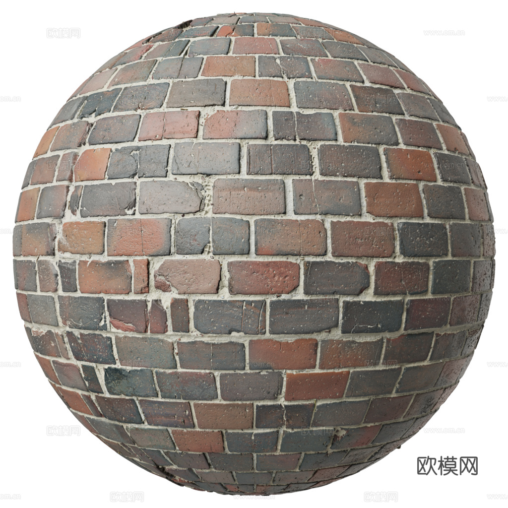 无缝破旧红砖青砖砖墙砖地 PBR材质贴图 1k