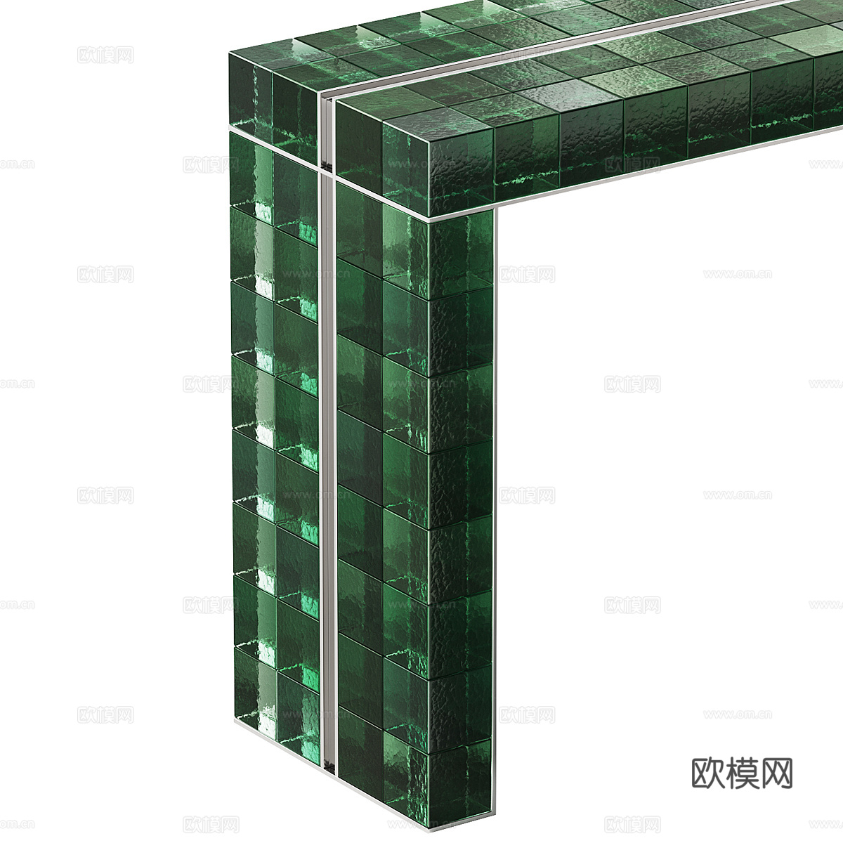 现代意式玻璃砖端景台 玄关桌3d模型下载（渲染图3）