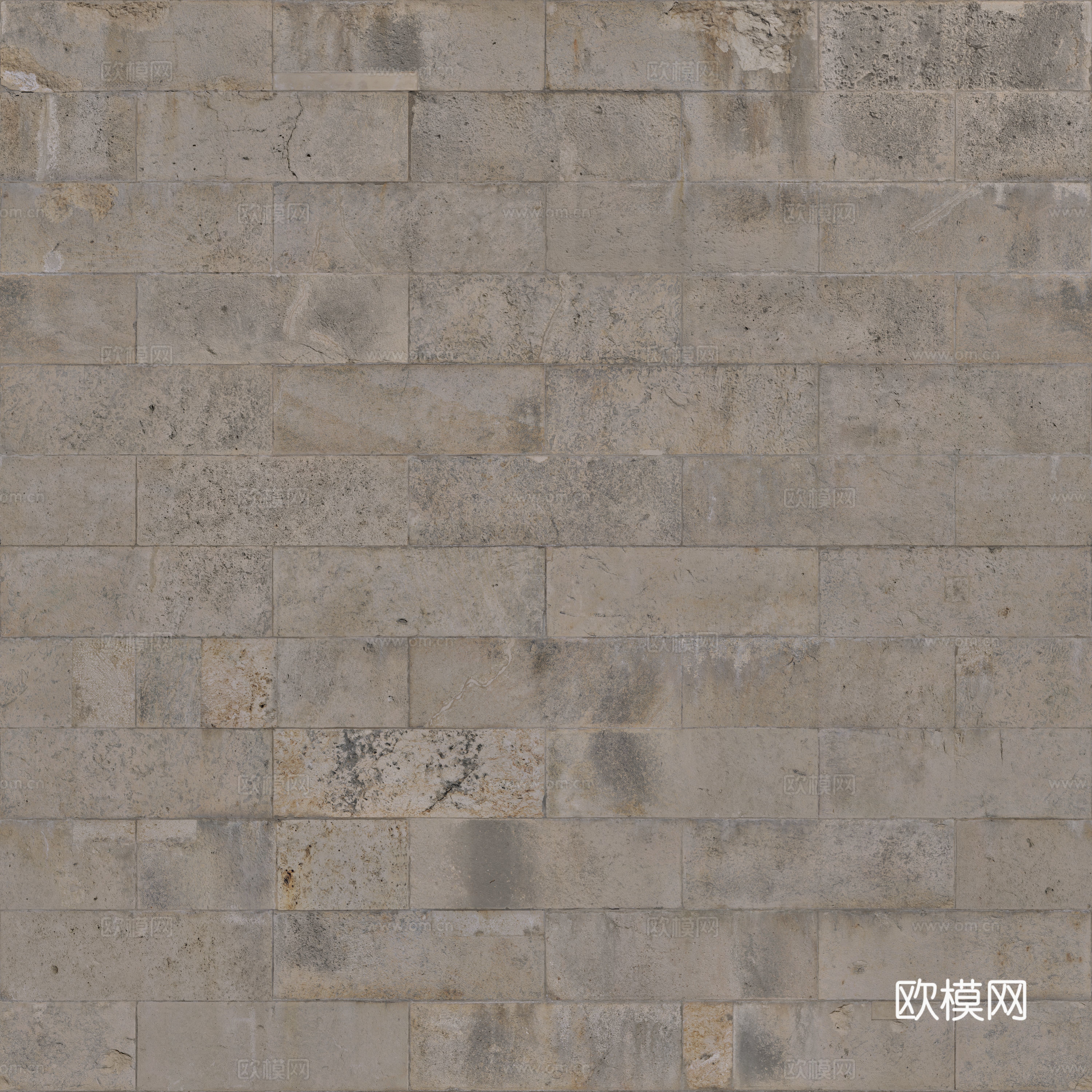 无缝老旧石砖墙砖地砖户外砖 PBR材质贴图 2k