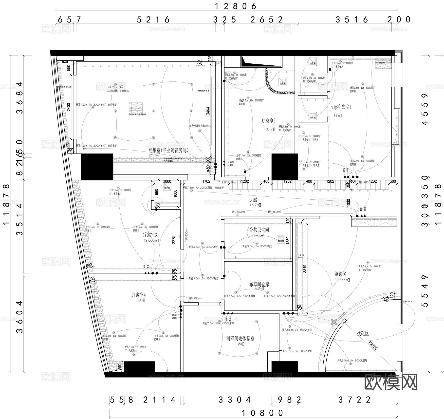 SPA按摩店施工图cad施工图