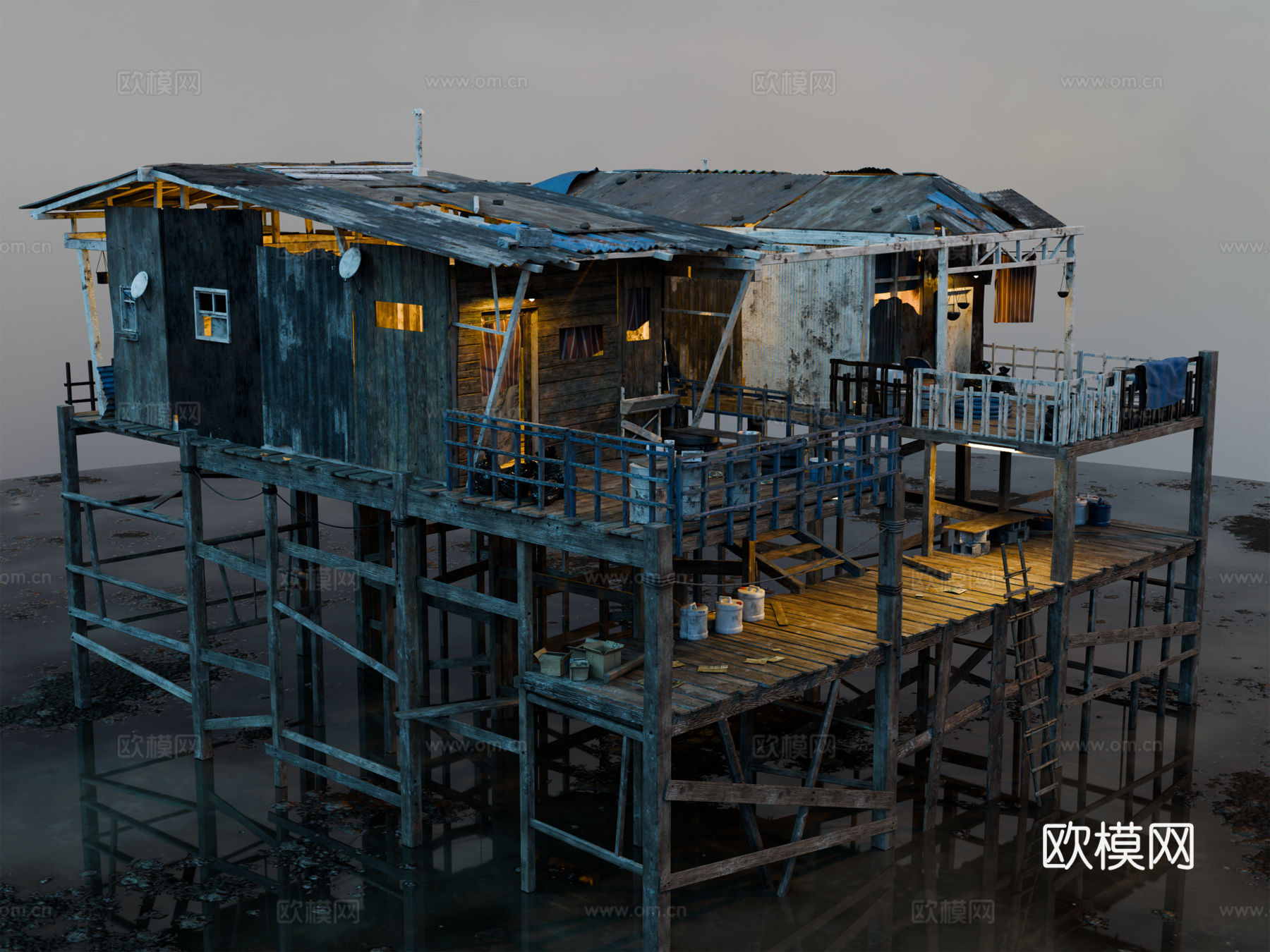 贫民窟建筑 老旧建筑 破损建筑 棚户区 城中村建筑su模型