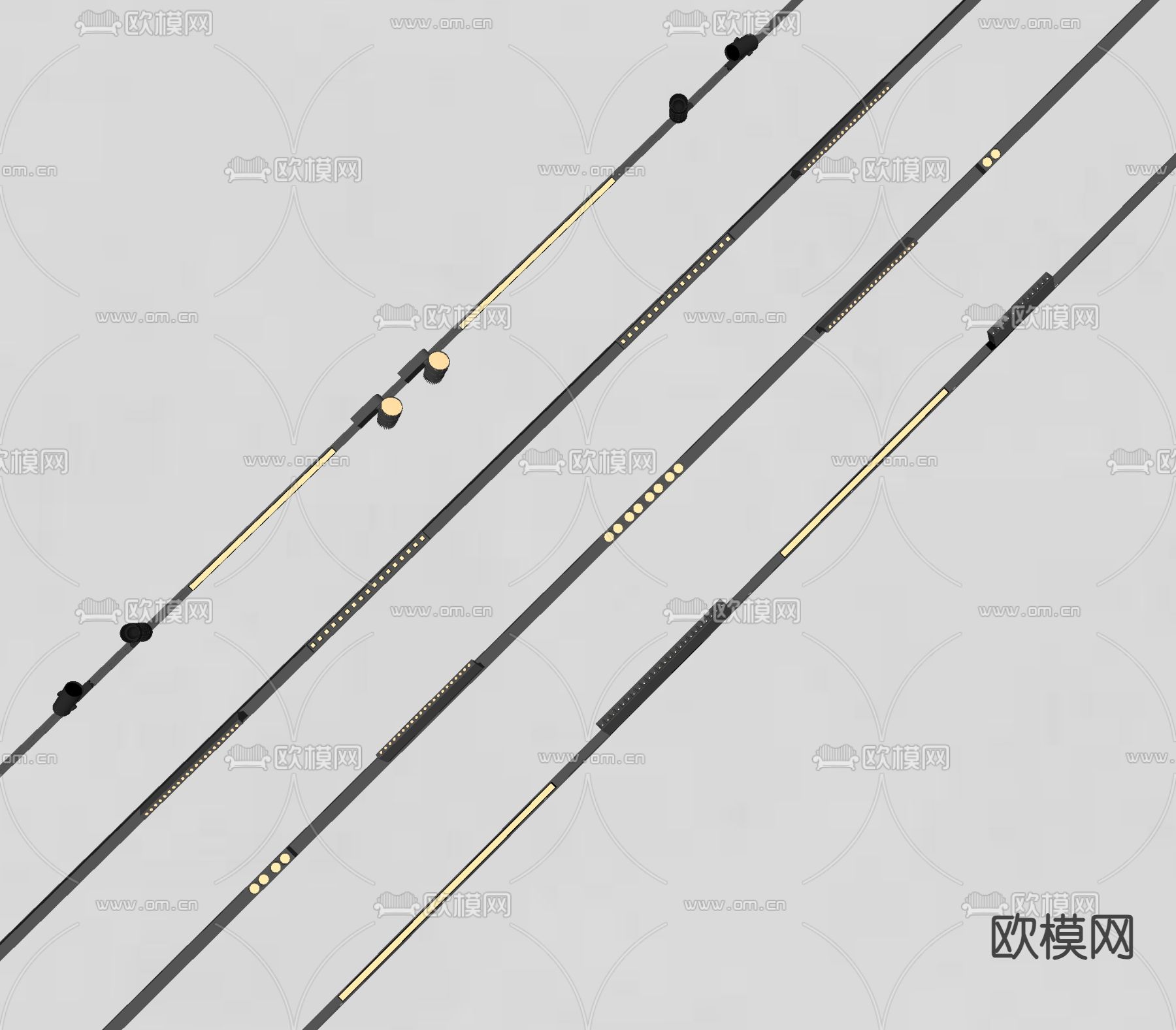 轨道射灯 嵌入磁吸灯 线性灯su模型