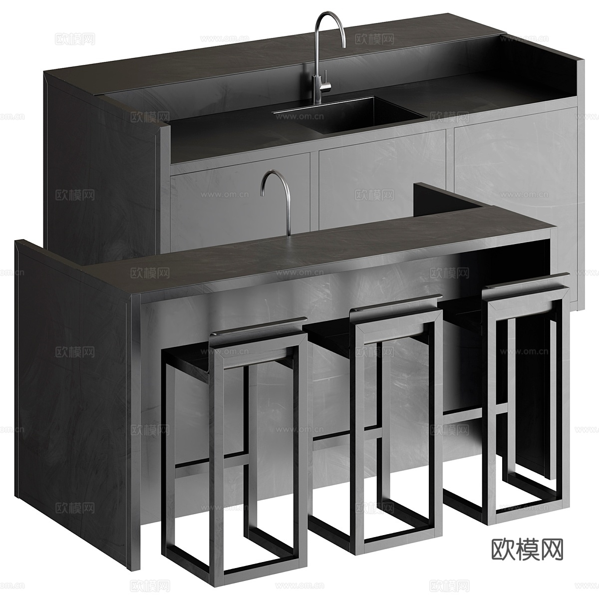 Sachi M2 吧台柜 中岛柜3d模型