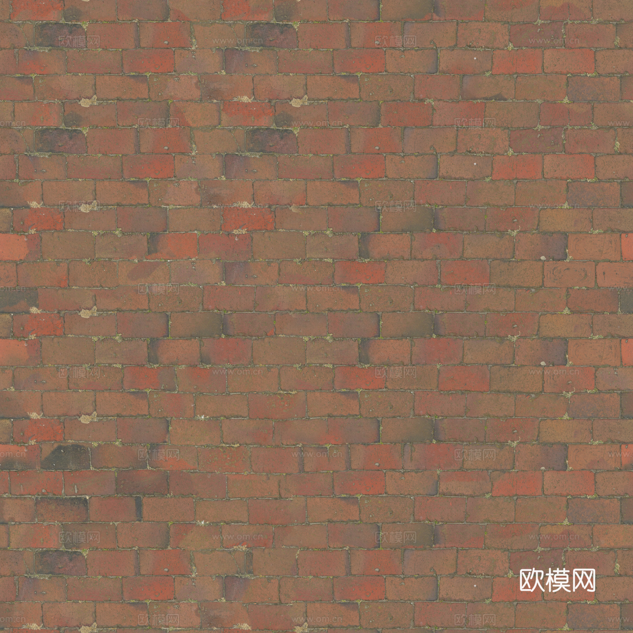 无缝红砖砖墙砖地老旧红砖 PBR材质贴图 2k