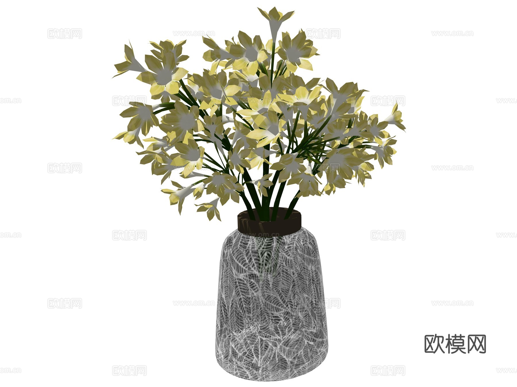 现代花瓶花艺植物装饰摆件su模型