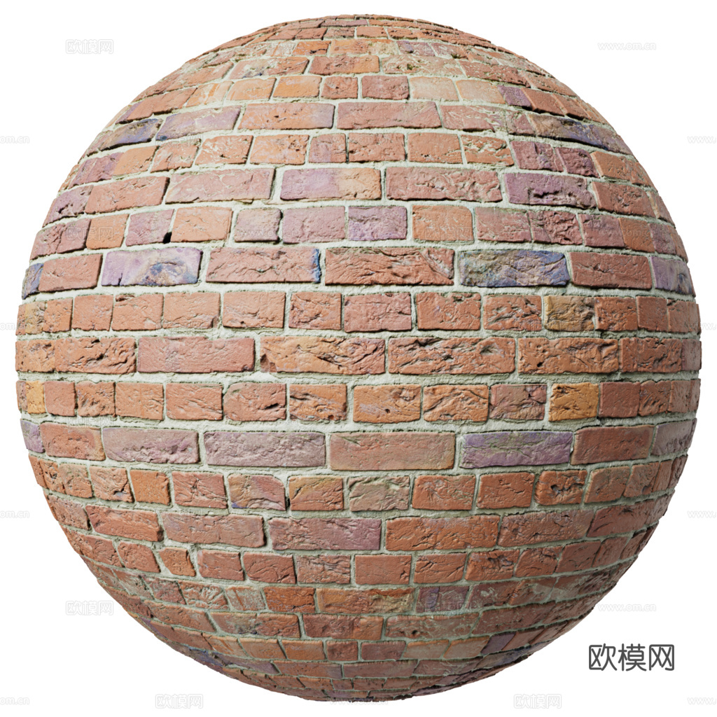 无缝老旧红砖砖墙 PBR材质贴图 2k
