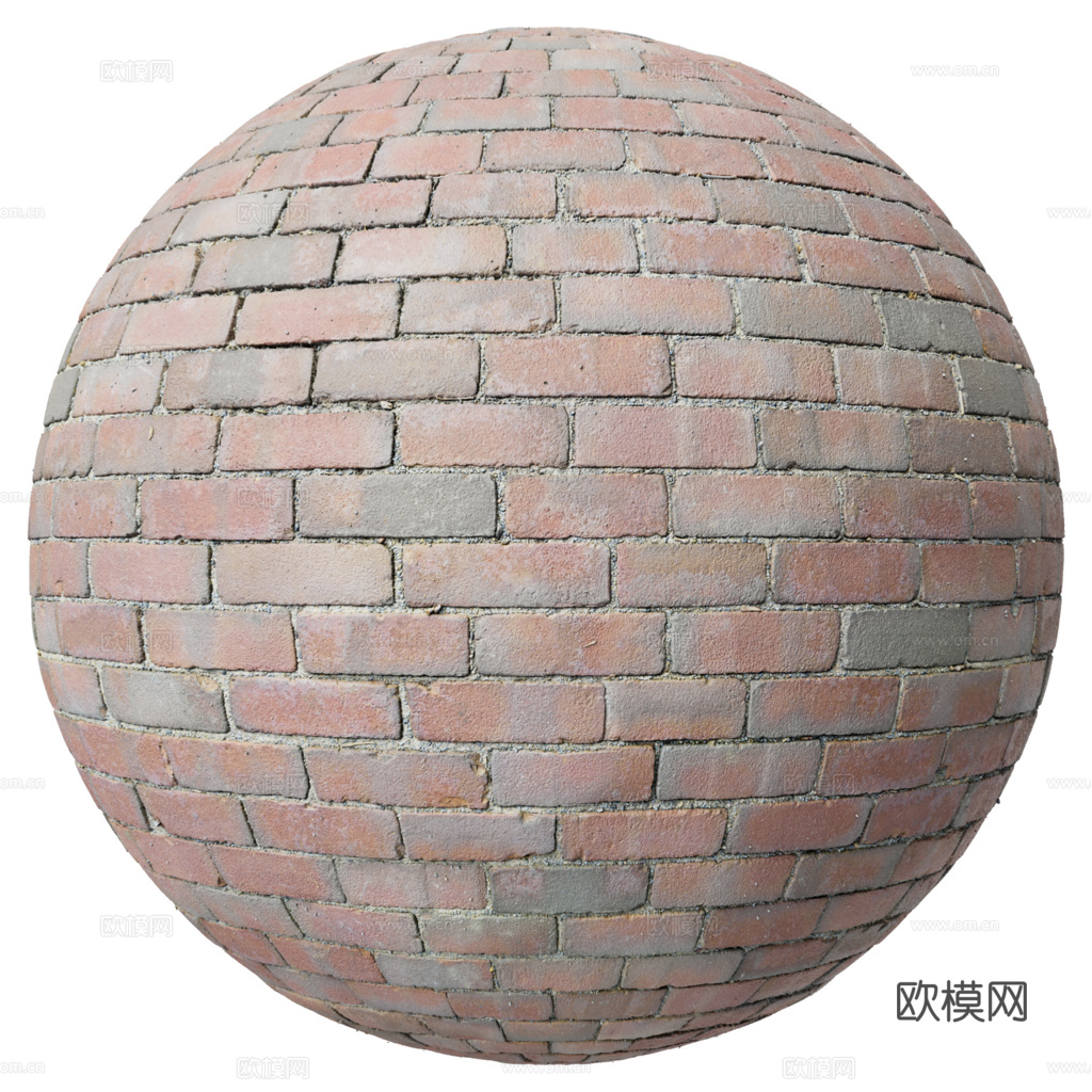 无缝老旧红砖户外砖墙砖铺路砖 PBR材质贴图 1k