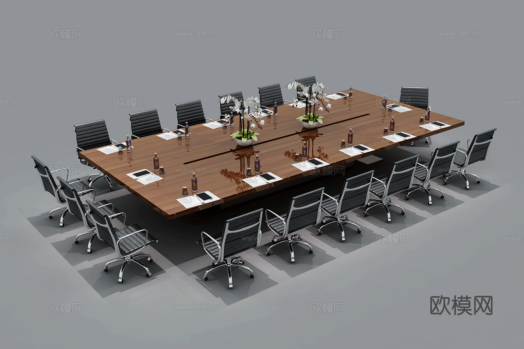 现代会议桌 后现代会议桌 会议桌椅组合 办公桌椅 笔记矿3d模型下载