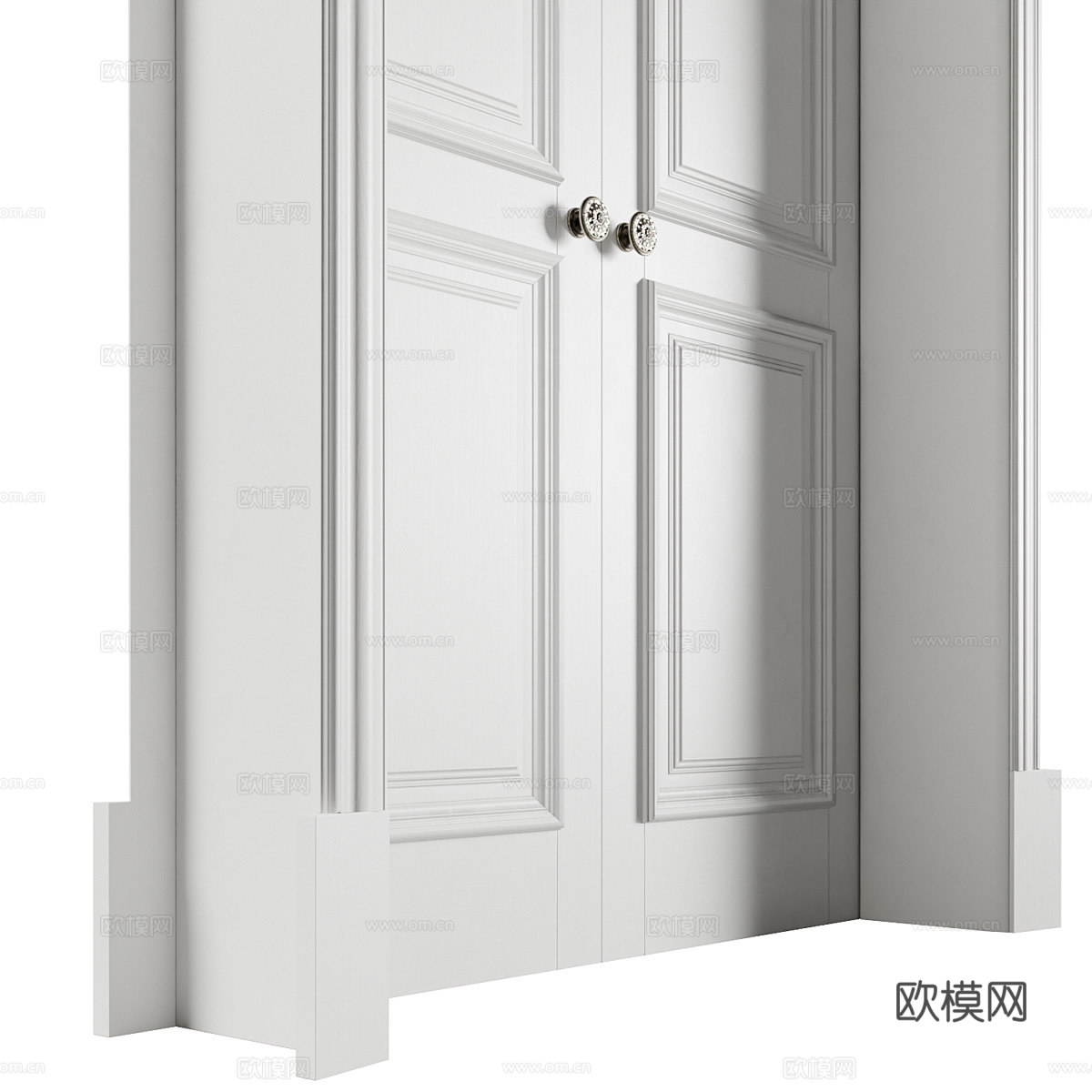 美式简约对开门 双开门 室内门3d模型下载（渲染图5）