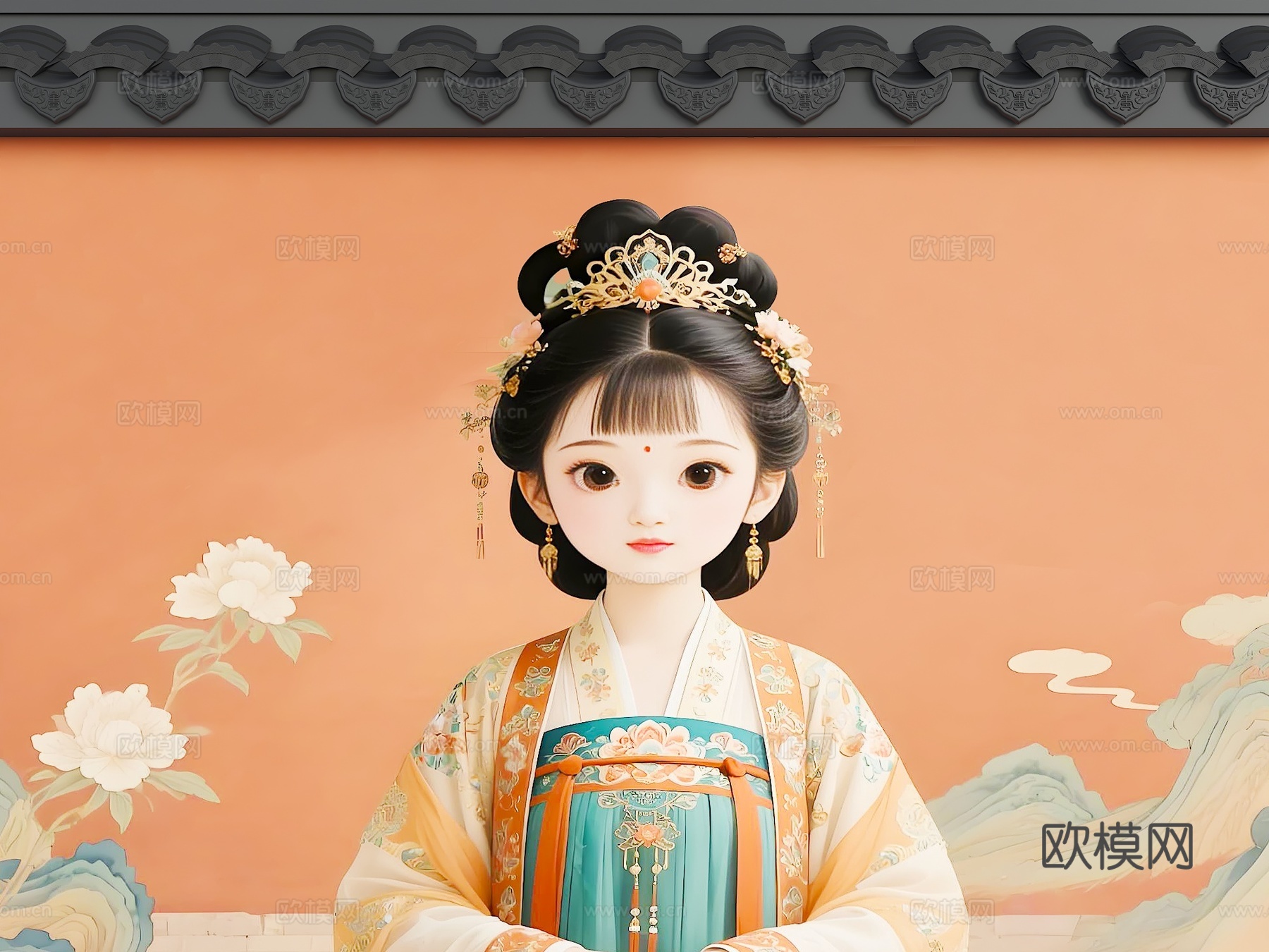彩绘围墙 花朵围墙 少女墙画围墙 卡通围墙 现代美陈墙面 墙su模型