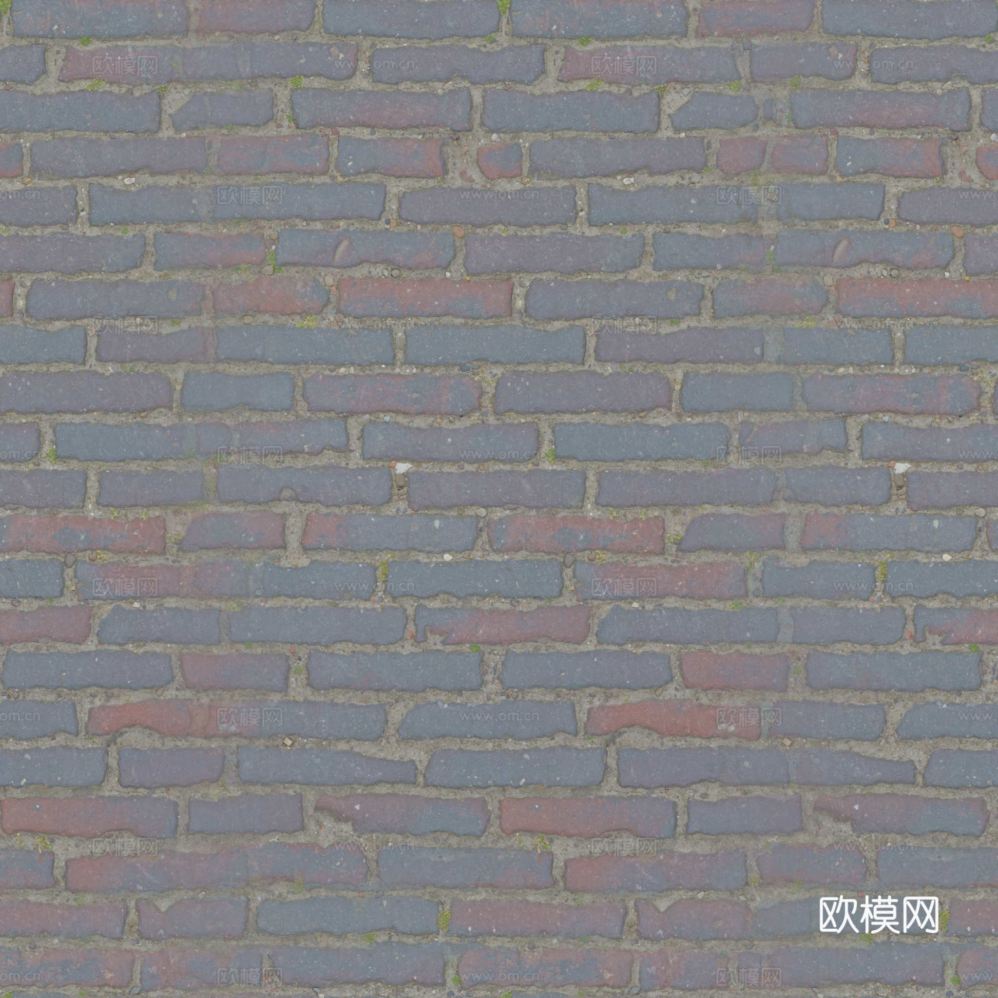 无缝老旧地砖户外砖铺路砖 PBR材质贴图 2k