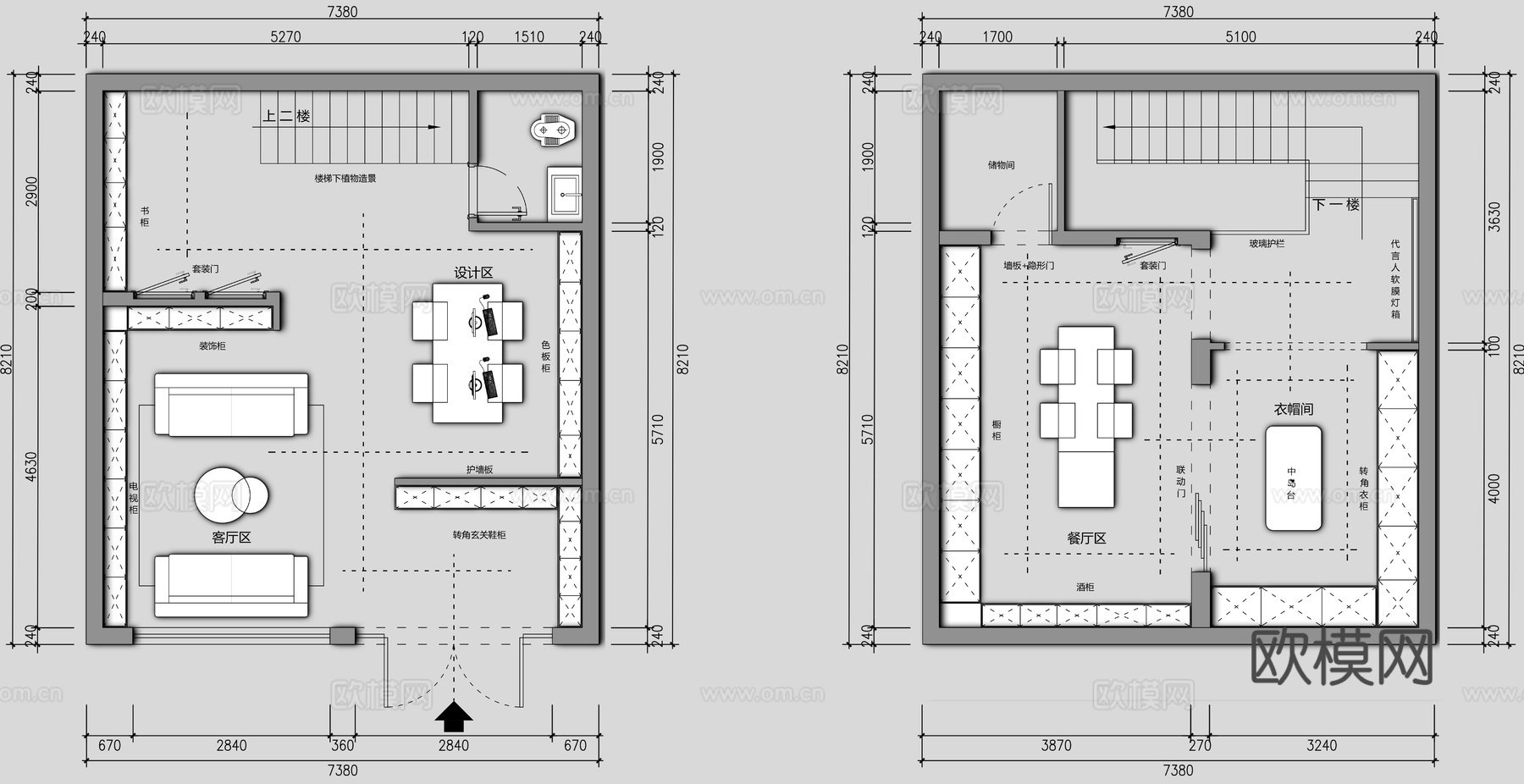 全屋定制展厅平面图 家具展厅 木作展厅 全屋定制专卖店cad施工图