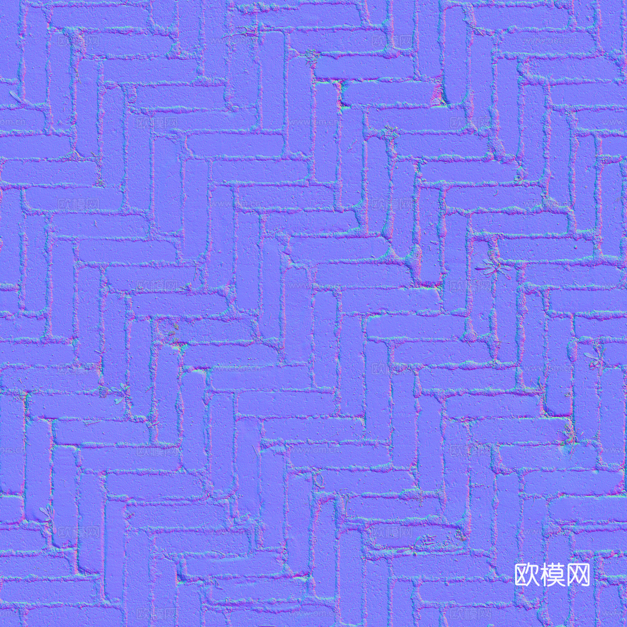 无缝青砖户外砖铺路石铺路砖 PBR材质贴图 2k