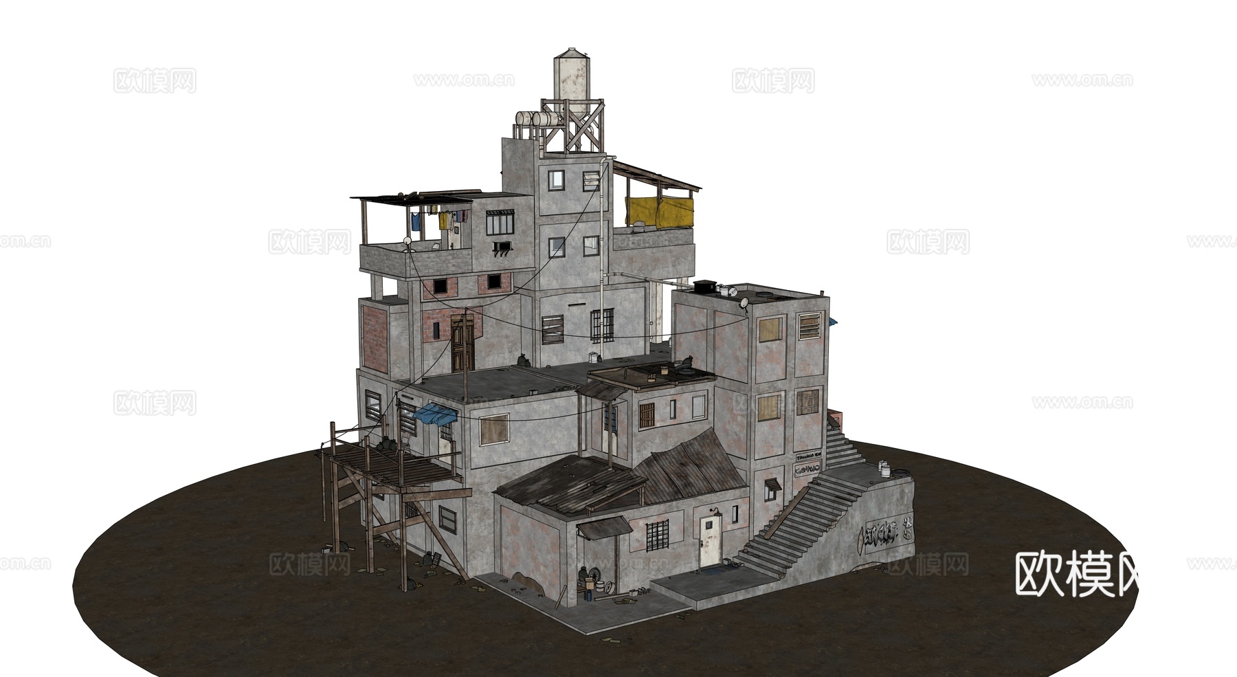 贫民窟建筑 老旧建筑 破损建筑 棚户区 城中村建筑su模型