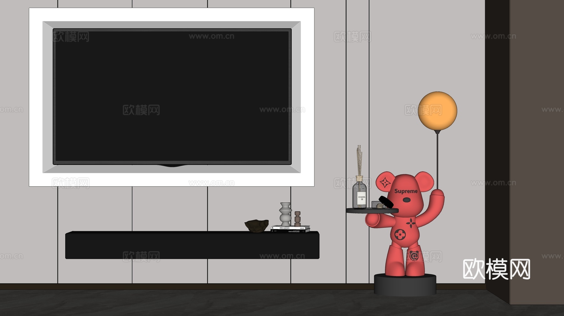 现代雕塑摆件su模型